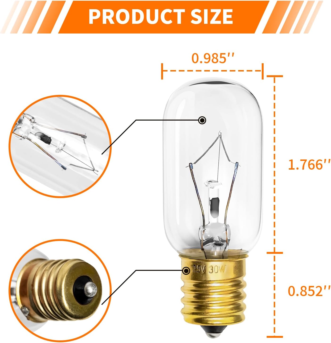 Belleone Light Bulb Fits for LG Microwave Oven - Compatible with LG Frigidaire Kenmore Whirlpool GE Over the Range Microwave, Dimmable 125V 30W E17 Base, Kitchen Night Light, Repalces 6912W1Z004B,4pcs - Image 2