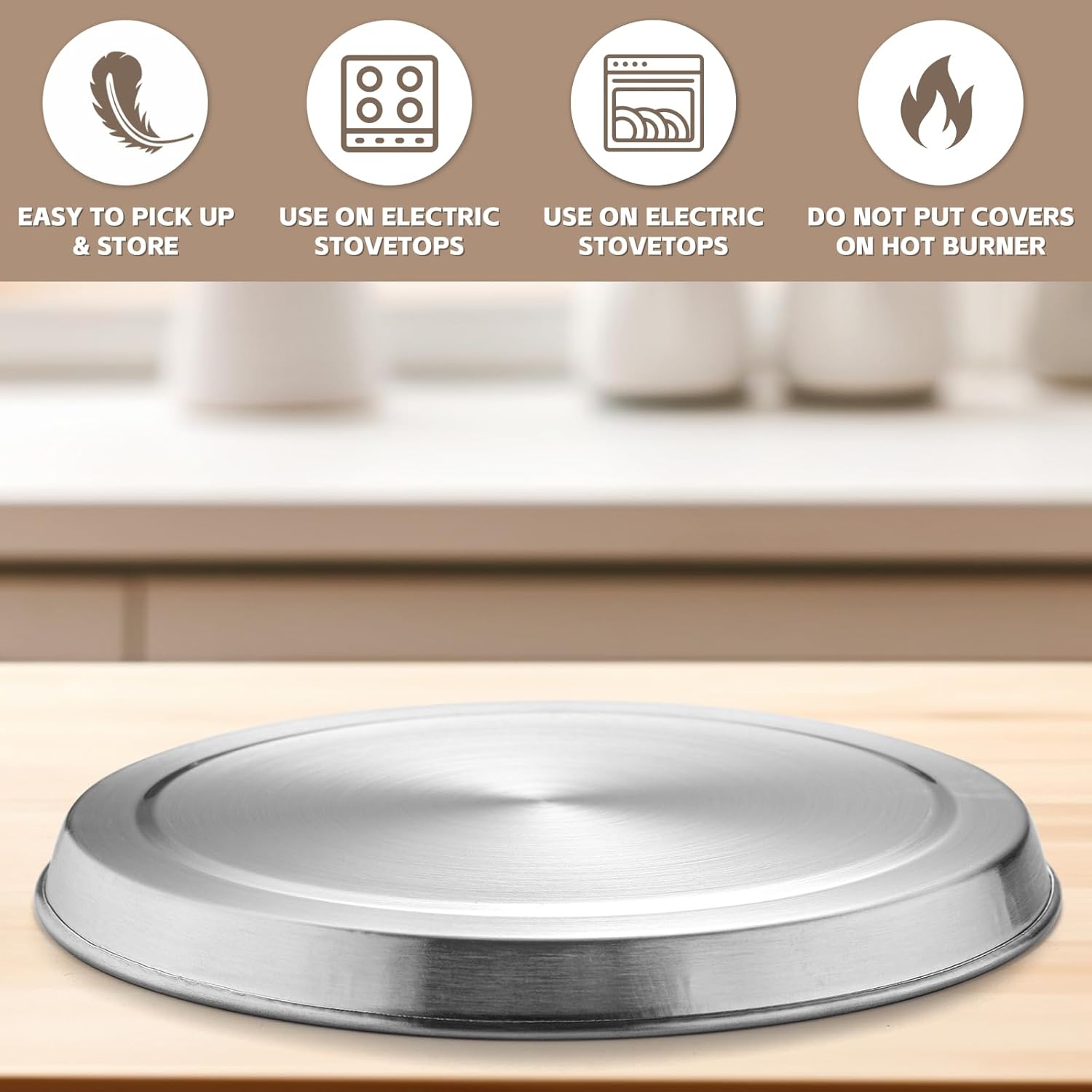 Stove Eye Covers Set of 4, Electric Stove Covers, Stainless Steel Stove Gap Covers Cooker, 2 Pcs 8.2 Inch and 2 Pcs 6.3 Inch Stove Top Covers for Electric Stove - Image 2