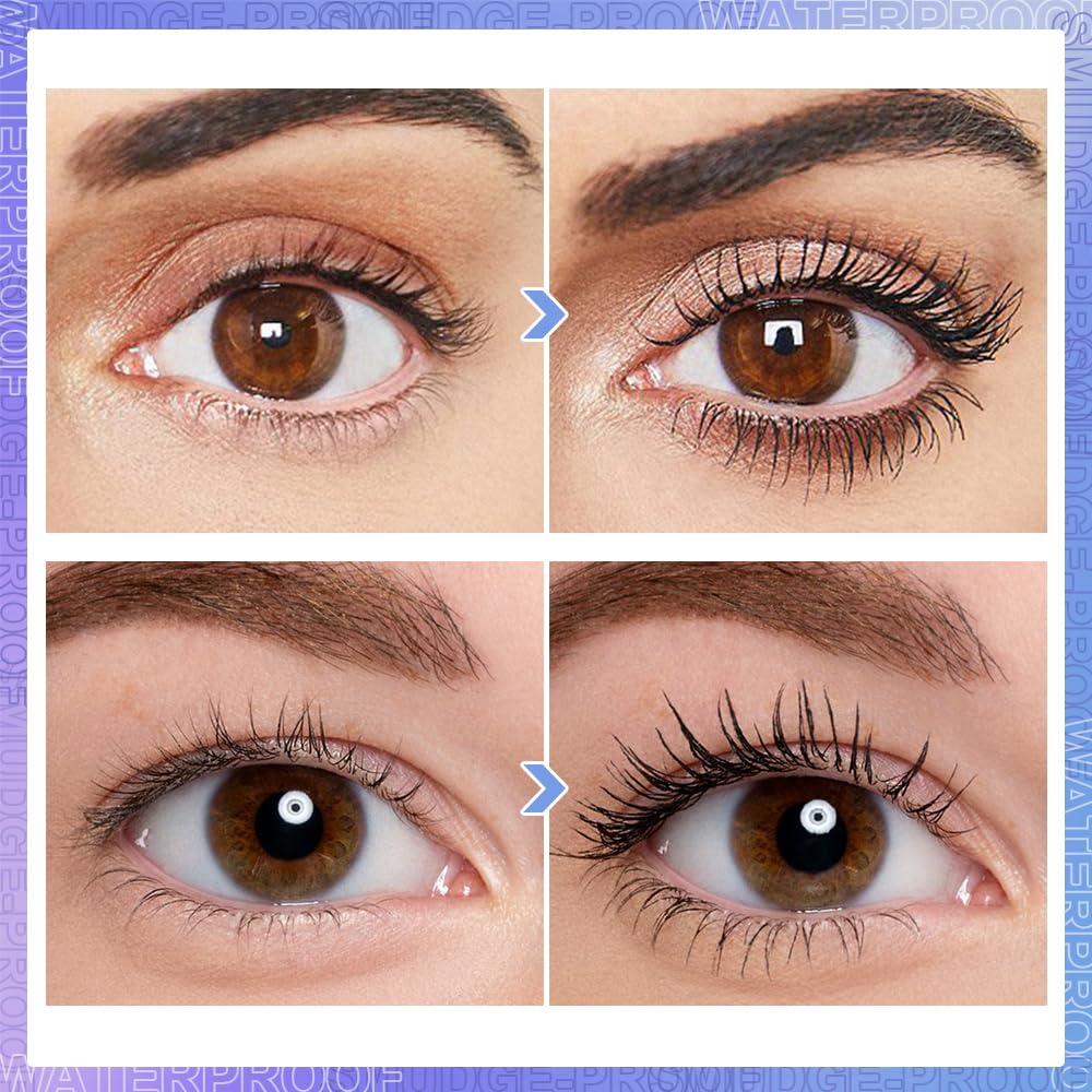 SACE LADY Black Mascara, Waterproof Volume Lengthening Eyelashes Mascara, Long Wearing Natural-Looking Smudge-Proof No Clumping Eye Makeup - Image 6