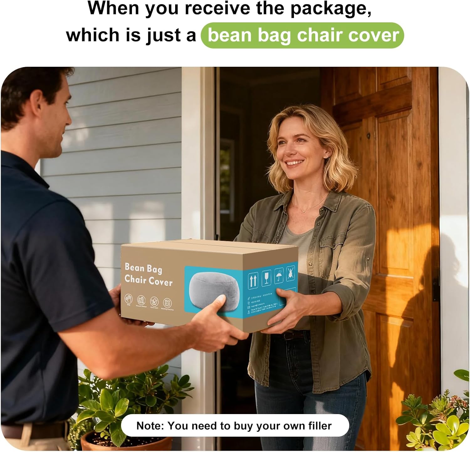 Bean Bag Chair Cover Without Filler,Round Soft Fluffy PV Velvet Washable Bean Bag Lazy Sofa Bed Cover for Adults,Living Room Bedroom Furniture Outside,3ft Dark Grey(No Filler) - Image 4