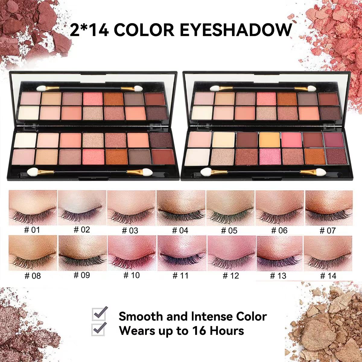 All in One Makeup Gift Set for Women Full Kit for2x14-color eyeshadow palettes,5xlipgloss sets,mascara,eyeliner,eyebrowpowder,eyebrow pencil, foundation, highlighter stick etc - Image 2