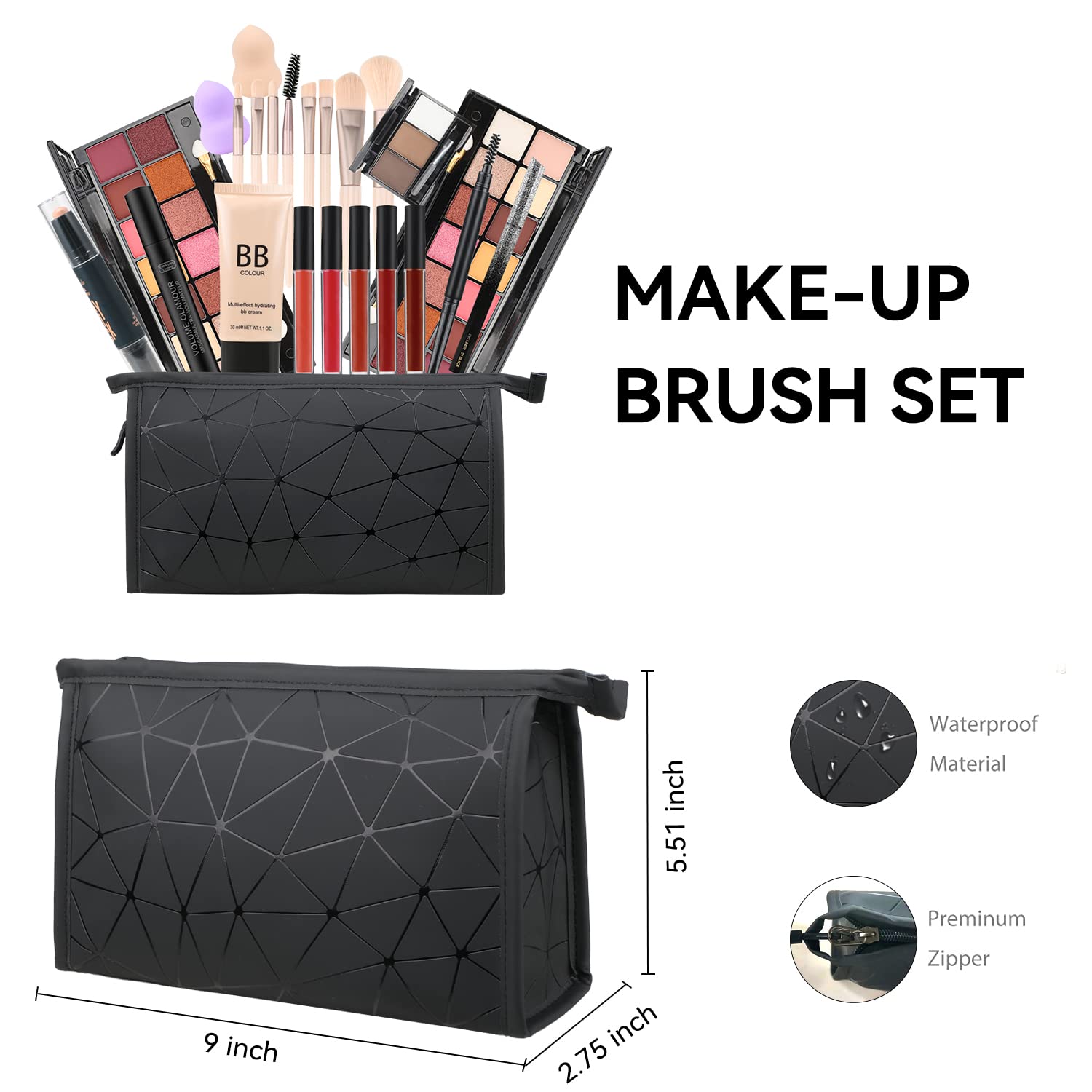 All in One Makeup Gift Set for Women Full Kit for2x14-color eyeshadow palettes,5xlipgloss sets,mascara,eyeliner,eyebrowpowder,eyebrow pencil, foundation, highlighter stick etc - Image 6