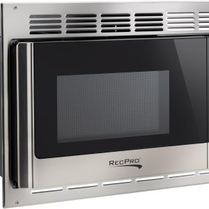 RecPro RV Microwave with Trim Kit | 1.0 Cu. Ft. | 900W | Direct Replacement for Greystone and High Pointe (Stainless Steel)