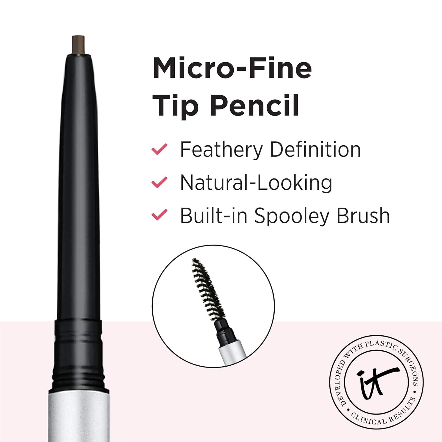 IT Cosmetics Brow Power Micro, Universal Taupe - Universal Eyebrow Pencil - Mimics the Look of Real Hair - Budge-Proof Formula - Built-in Spoolie - 0.017 oz - Image 4