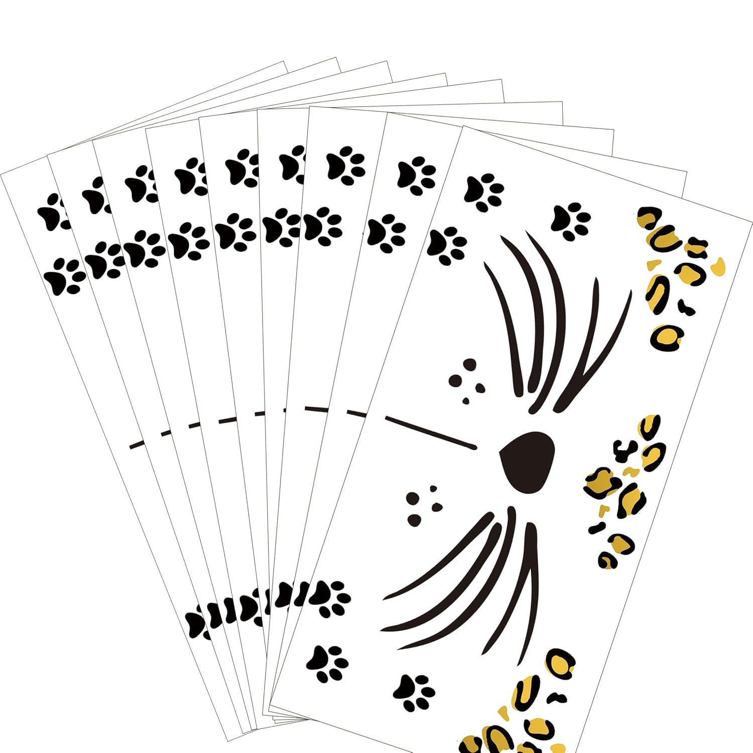 Leopard Face Tattoos Temporary, Fake Cat Face Stickers for Halloween Costume Accessories and Parties Men Women Boys Girls Body Makeup,9-Sheet - Image 2