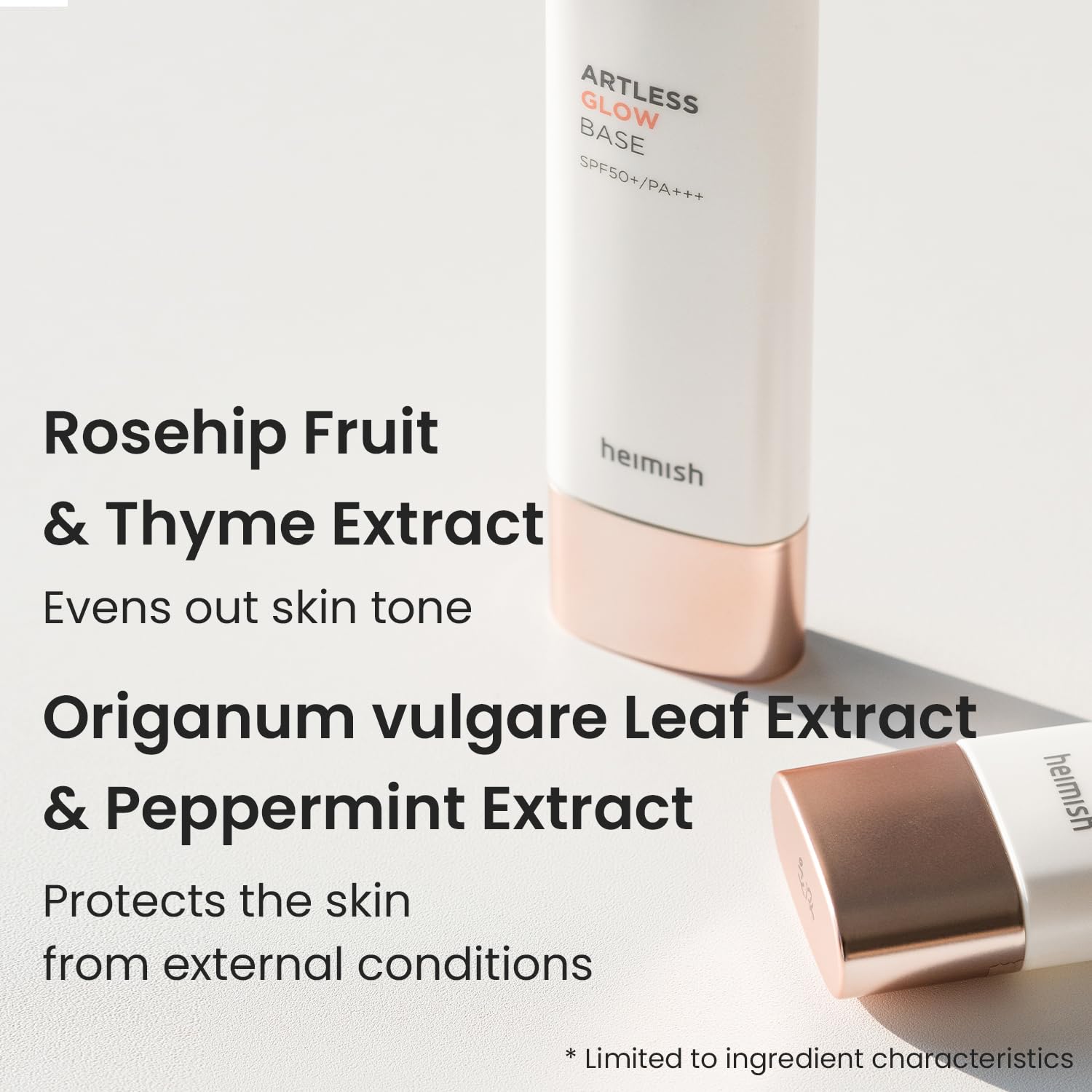 HEIMISH Artless Glow Base 1.35fl.oz/40ml, Multipurpose Makeup Base, Primer, Highlighter, Tone Up Sunscreen for face, Lightweight, Non-greasy, Hydrating, Natural Finish with SPF 50+ PA++++ - Image 6