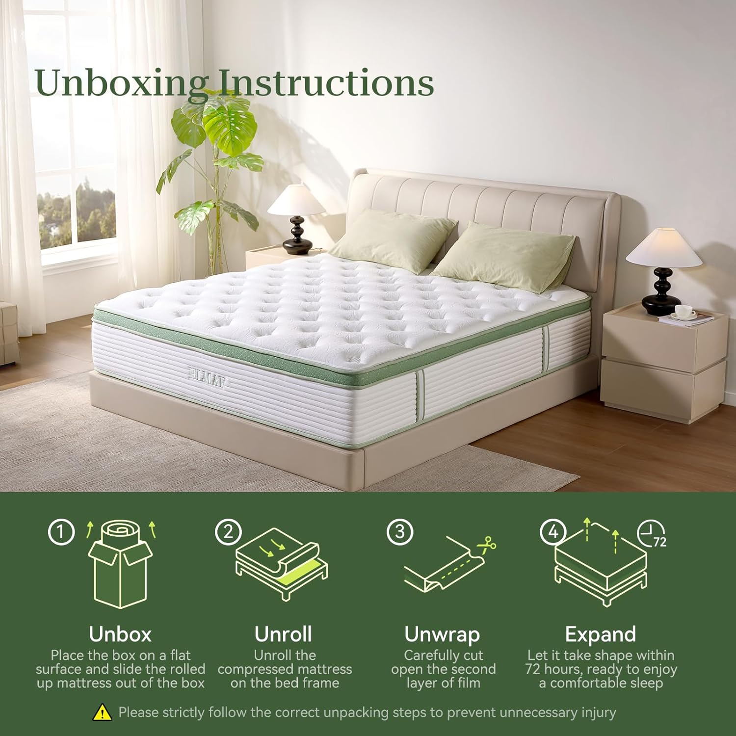 Queen Mattress,12 Inch Queen Size Mattress in a Box,Medium Firm,Memory Foam Hybrid Mattress,with Individual Pocket Spring for Motion Isolation & Silent Sleep & Pressure Relief, CertiPUR-US Certified - Image 7