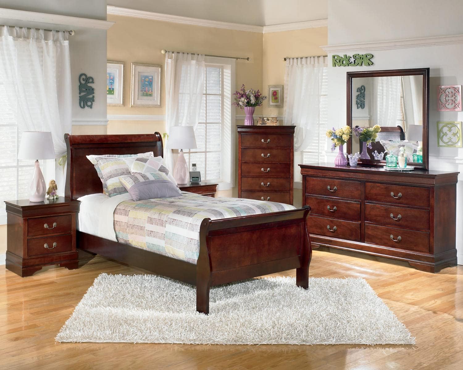 Signature Design by Ashley Alisdair Traditional 2 Drawer Nightstand, 23.75" Tall, Dark Brown - Image 8