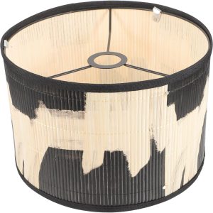 Uonlytech Bamboo Lamp Shade, Vintage Drum Lampshade Chandelier Lamp Cover Replacement Light Accessory for Pendant Floor Light, 30X30x20CM