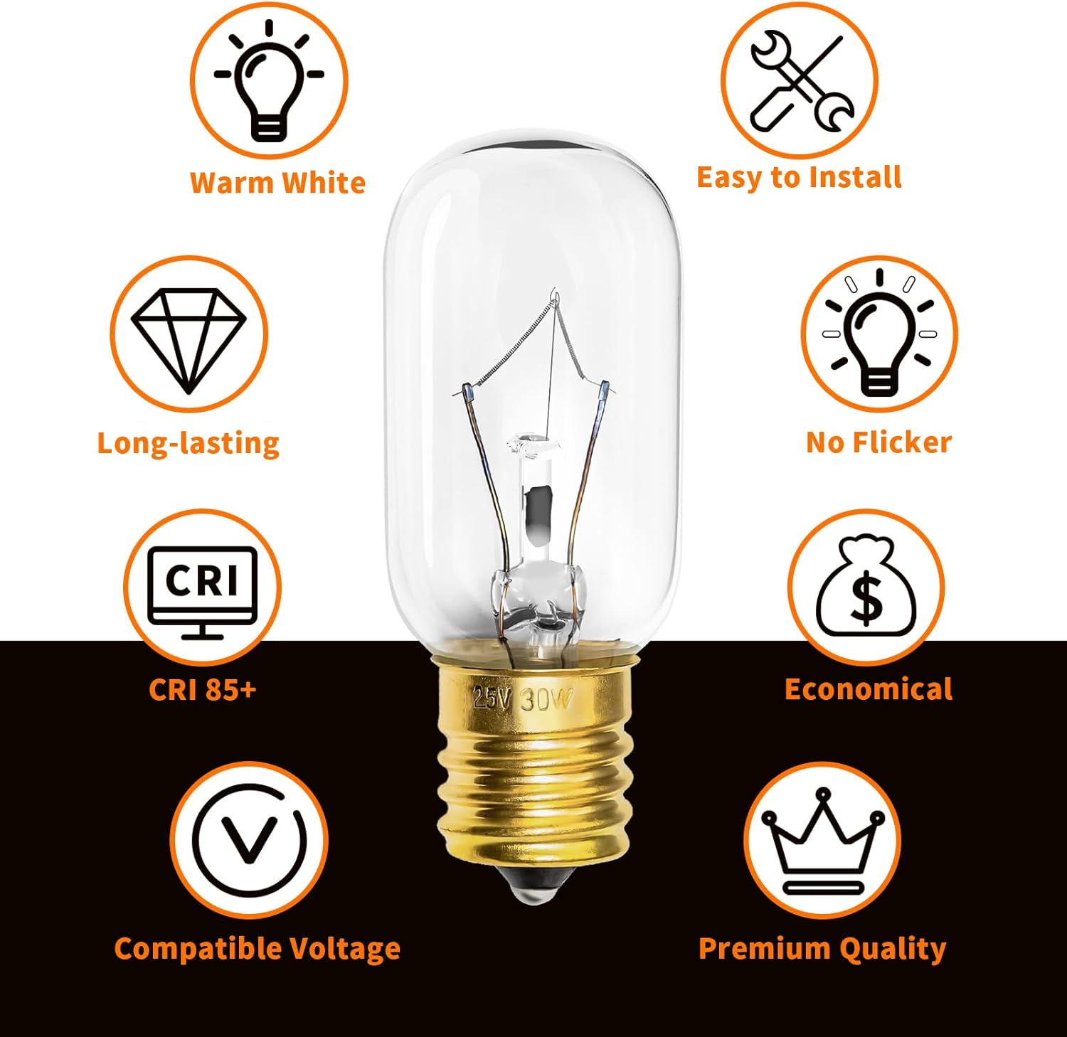 Belleone Light Bulb Fits for LG Microwave Oven - Compatible with LG Frigidaire Kenmore Whirlpool GE Over the Range Microwave, Dimmable 125V 30W E17 Base, Kitchen Night Light, Repalces 6912W1Z004B,4pcs - Image 5