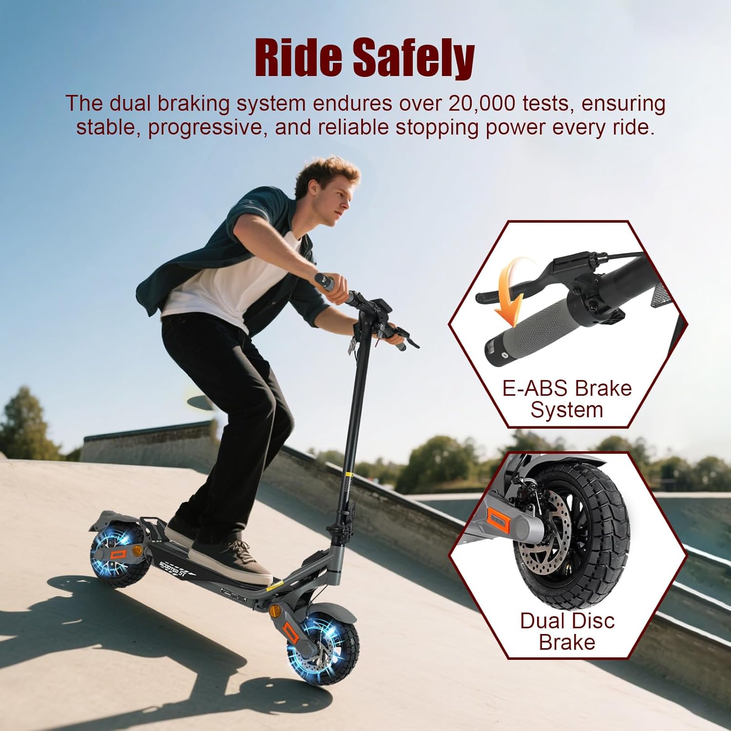 Fast Electric Scooter Adults, 1200/1600/5600W Dual Motor, 35/45/50 Miles Long Range,35/45/50 MPH Top Speed, 10/11" Off-Road Tires E Scooter, Foldable EScooter for Adults and Teens with Dual Suspension - Image 6