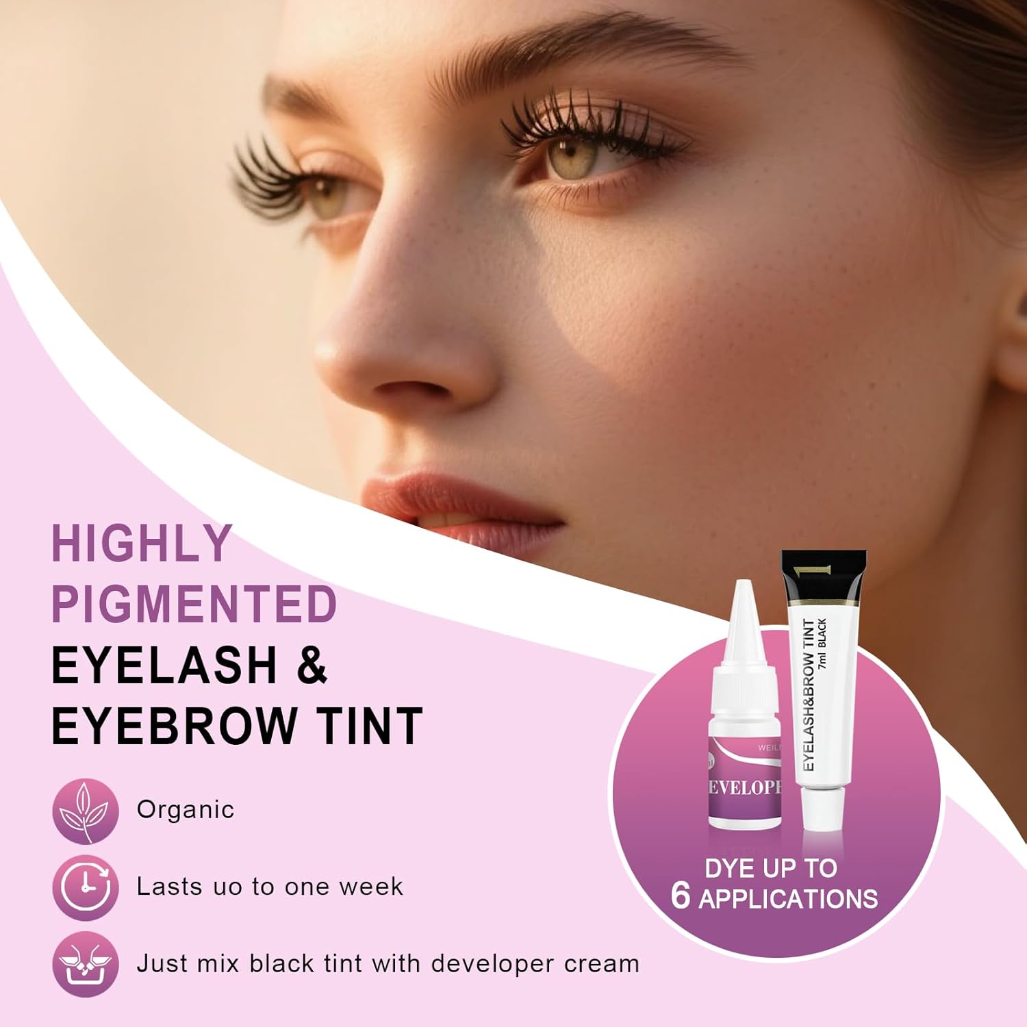 Eyelash & Eyebrow Color Kit, Professional Black Lash & Brow Color Kit, Instant Eyelash & Eyebrow Kit with Natural Bushy Effects, Easy to Use for Salon Home Use 7ml - Image 6