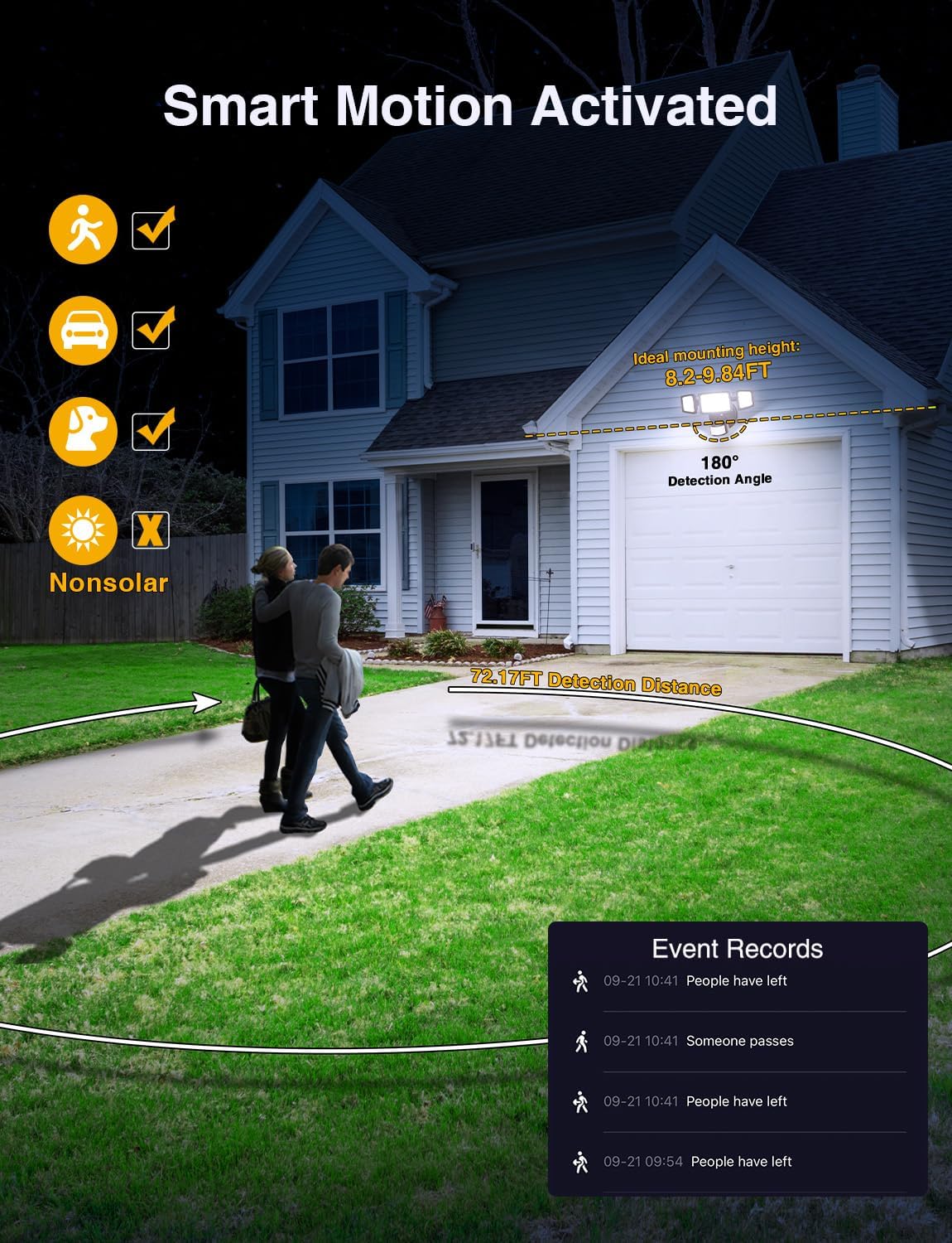 Onforu 65W Smart LED Security Lights Motion Sensor Light Outdoor, APP Control, Outdoor Motion Detector WiFi Alexa Flood Light 5500LM, 2500K-6500K, with Adjustable 3 Head - Image 3