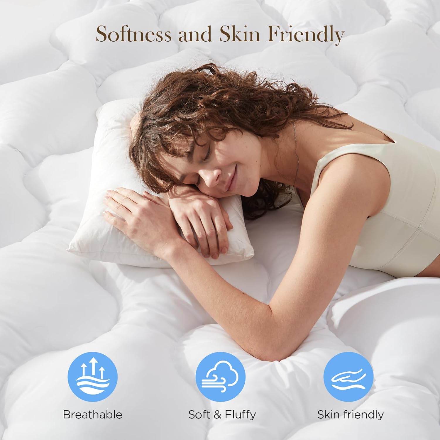 Decroom 3 Inch Memory Foam Mattress Topper Queen Size for Back Pain Relief, Thicked Down Alternative-Lined Mattress Pad,Filled with Breathable & Soft Memory Foam Pillow Top, 80x60x3 Inch - Image 5