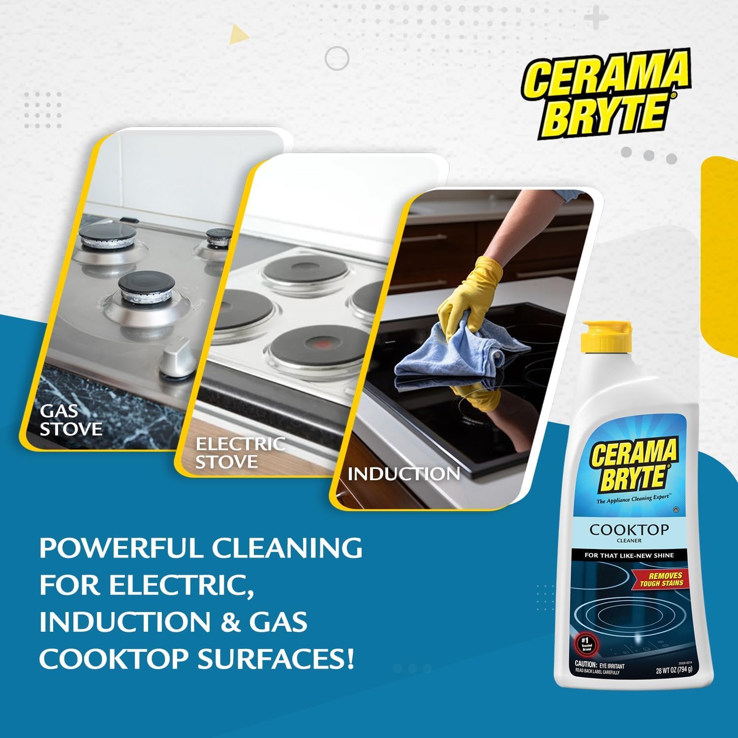 Cerama Bryte Removes Tough Stains Cooktop and Stove Top Cleaner for Glass - Ceramic Surfaces, 18 Ounces, 2 Pack - Image 2