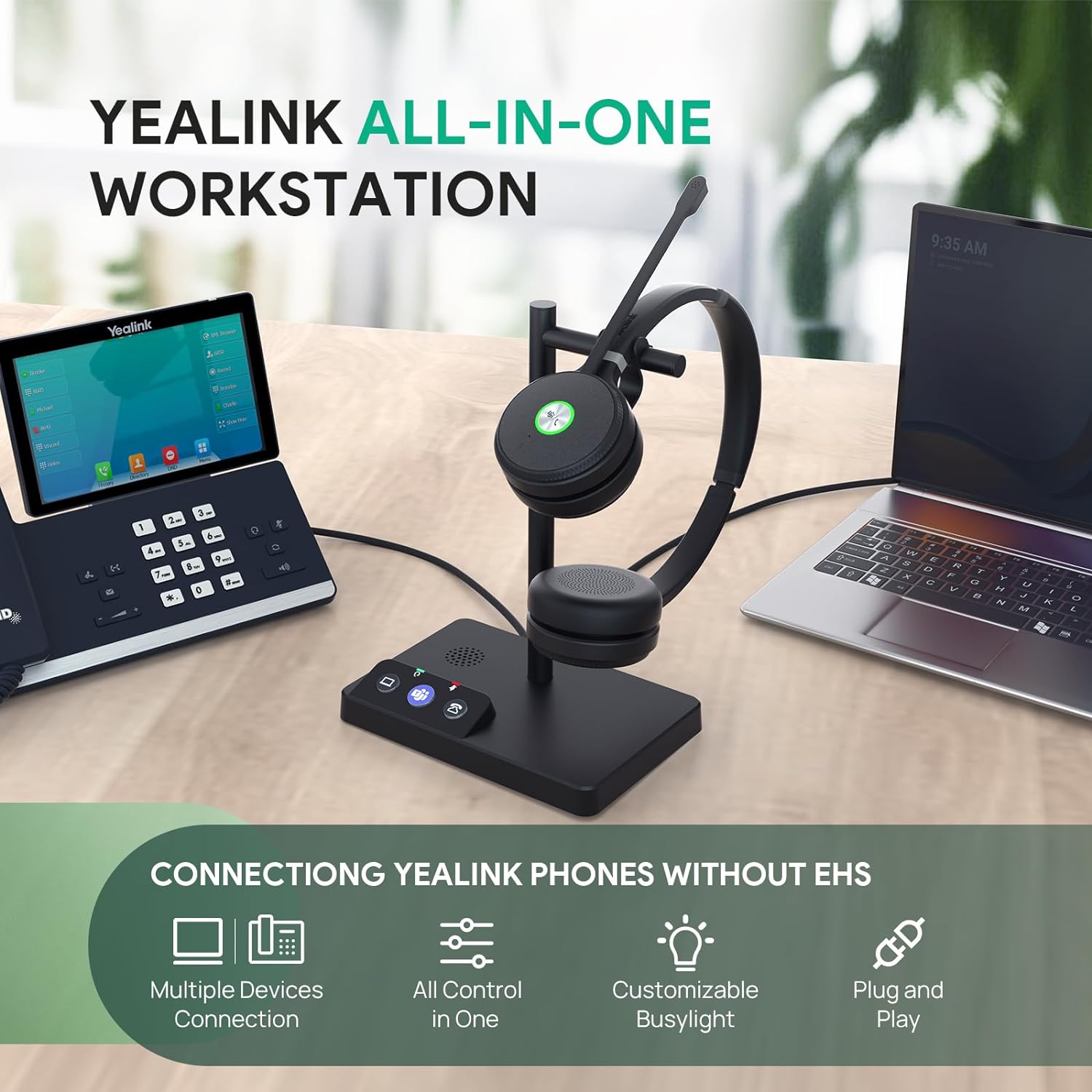 Yealink WH62 Dual Teams DECT Wireless Headset 525 ft Range, Work Headphones with 2X Noise Canceling Mic for IP Phone and Computer, Office Head Set with Call Control, Ringer,14 Hrs Talk Time - Image 5
