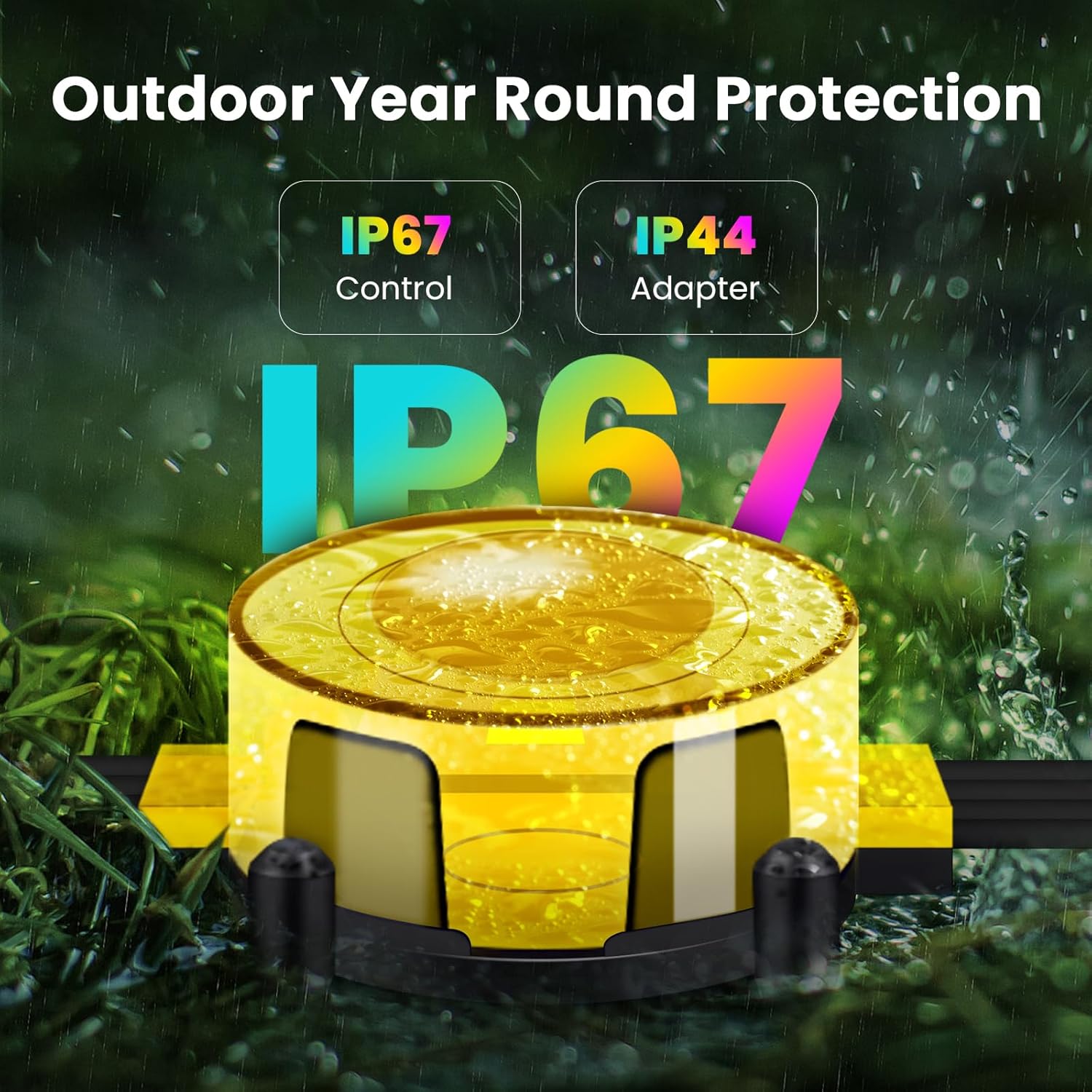 Permanent Outdoor Lights for House,50 FT Outdoor Ground Lights with RGB Color Changing, Bluetooth Music Sync, IP67 Waterproof, Timer, 44 Key Remote & App Control for Eaves and Landscape Lighting - Image 4