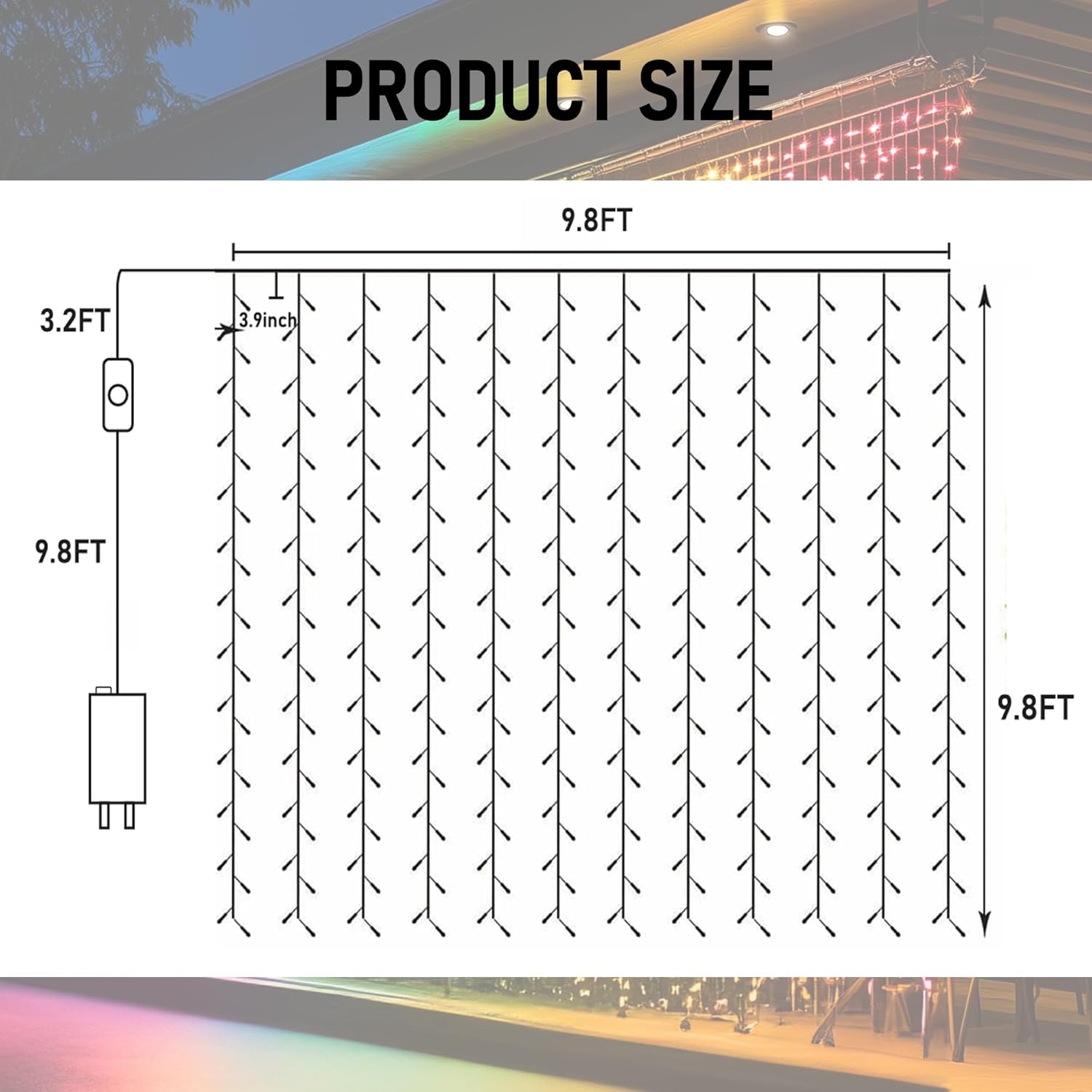 Dazzle Bright 300 LED Curtain String Lights, RGB Color Changing Christmas Fairy Lights for Bedroom with Remote & APP Control, Waterproof Smart Window Lights Party Wedding Garden Wall Decor - Image 4