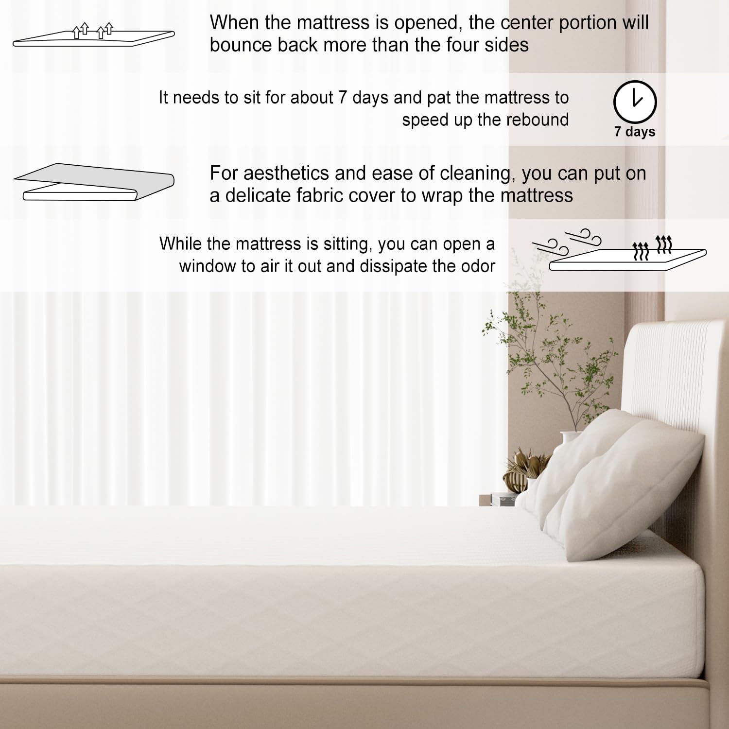 8 Inch Full Mattress,137 * 190cm,8 inch Thick,Memory Foam Mattress, Relieves Back Pain,Good air Permeability,CertiPUR-US Certified,White 【2025 New Version】 - Image 2