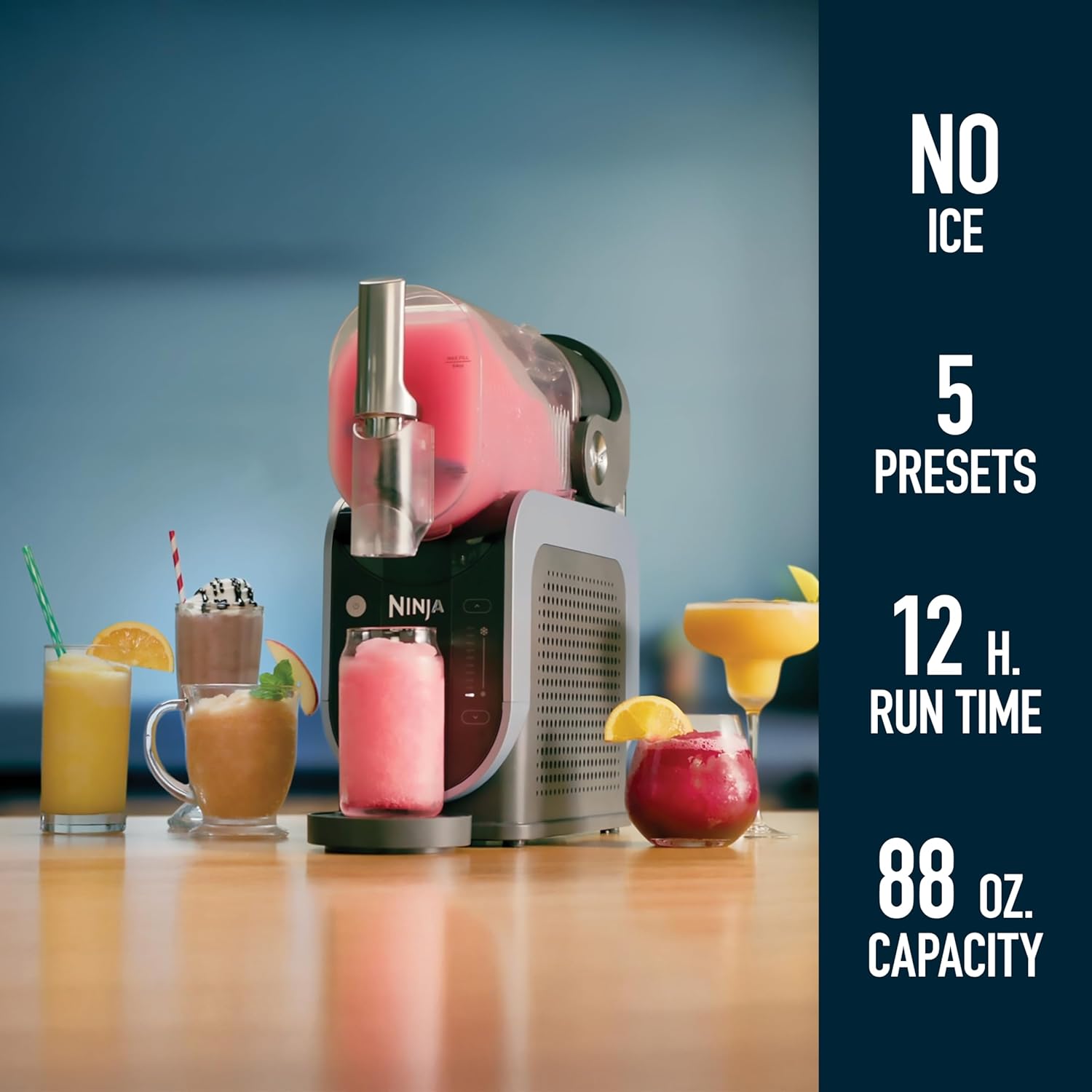 Ninja SLUSHi with RapidChill Technology, 88 oz. Frozen Drink & Slushie Machine, 5 Preset Programs, Margaritas, Frappés, and More, Premium Accents, Black, FS301 - Image 2