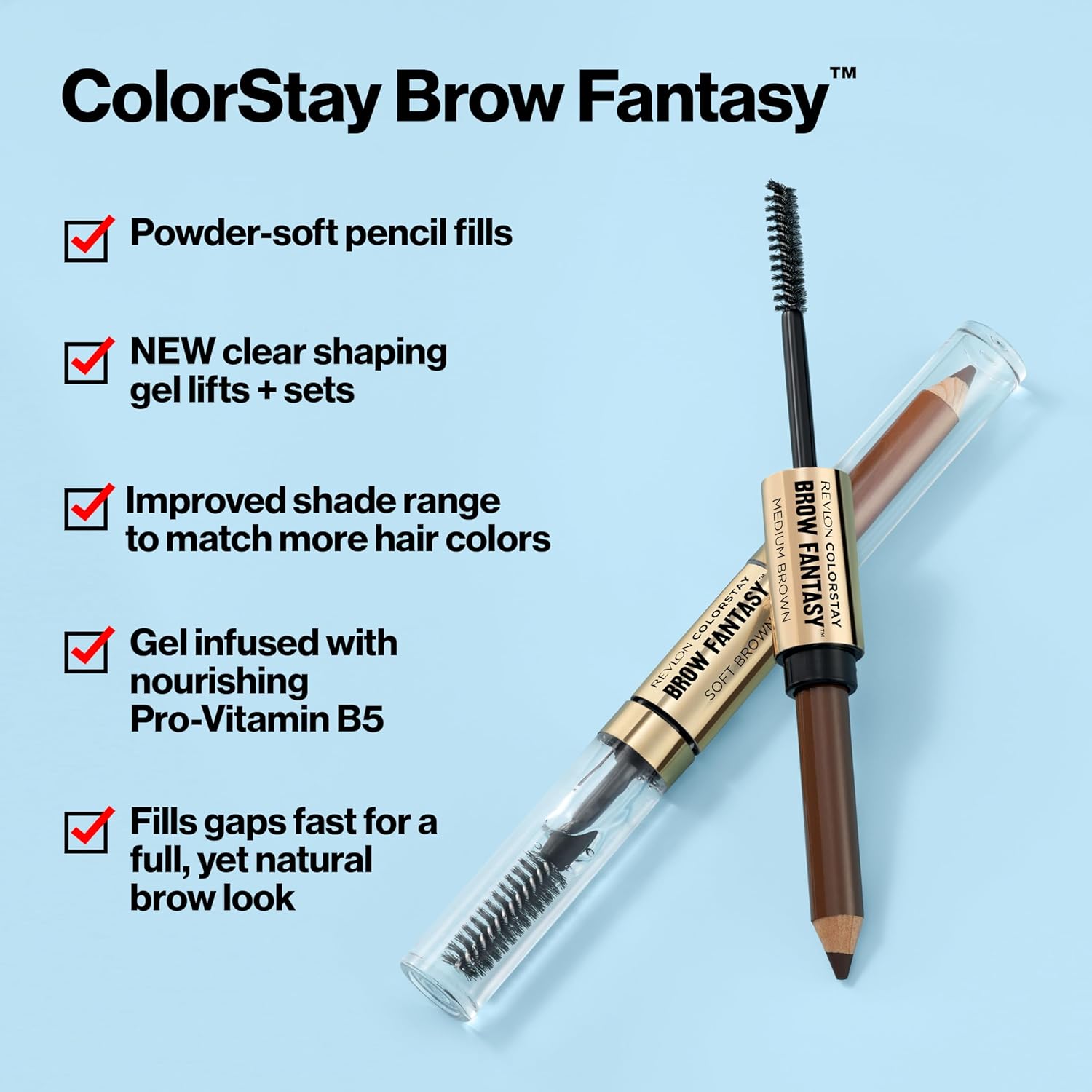 Revlon ColorStay Brow Fantasy, All In One Eyebrow Powder Pencil with Shaping Clear Gel, Gel Infused with Panthenol, Smudge-proof, 16HR Visibly Full Brows, 004 Dark Brown - Image 4
