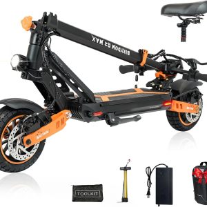 Electric Scooter Adults 1600 W Motor 50 Miles Long Range & 40 MPH Top Speed 10" Off Road Tire Folding E-Scooter 48V 27AH Battery Kick Scooter with Detachable Seat for Commuter Outdoor