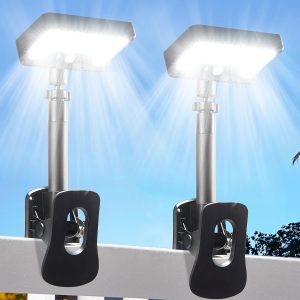 Clip On Solar Lights Outdoor,Motion Sensor Outdoor Lights, 92 LEDs 600LM Solar Fence Lights Outdoor Waterproof LED,Solar Lights for Chain Link Fence,Deck, Gutter,Camping (2)