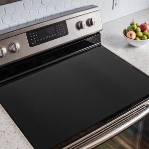 Stove Matts for Glass Stove Top Stoves Cover Protector Heat Resistant Silicone Oven Top Cover 28"x20" Range Oven Covers Cooktop Covers XL Dish Drying Mat for Kitchen, Black