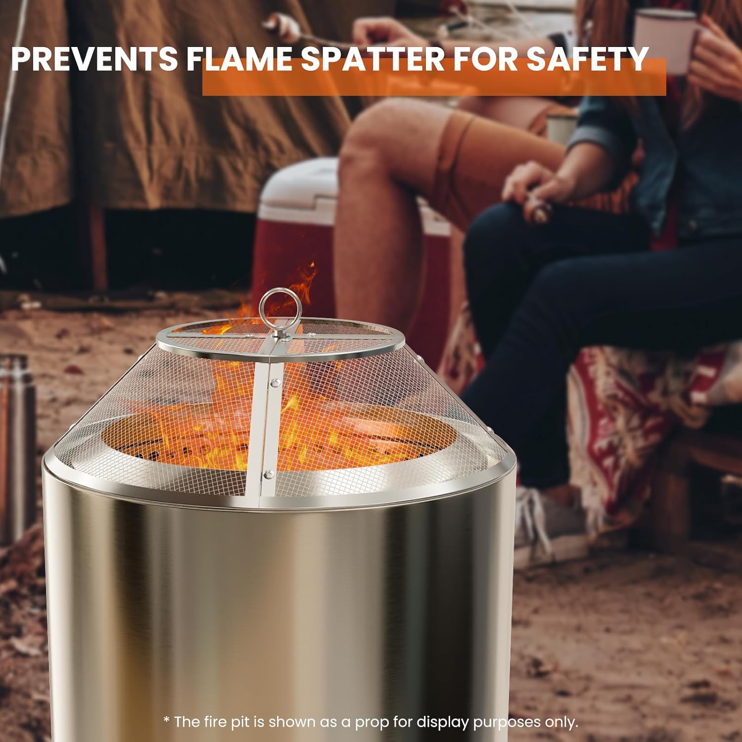 Fire Pit Spark Screen for Solo Stove Bonfire Accessories, 19.5 Inch Spark Shield for Solo Bonfire, Heavy-Duty 304 Stainless Steel Mesh Fire Pit Screen Cover with Removal Tools - Image 2