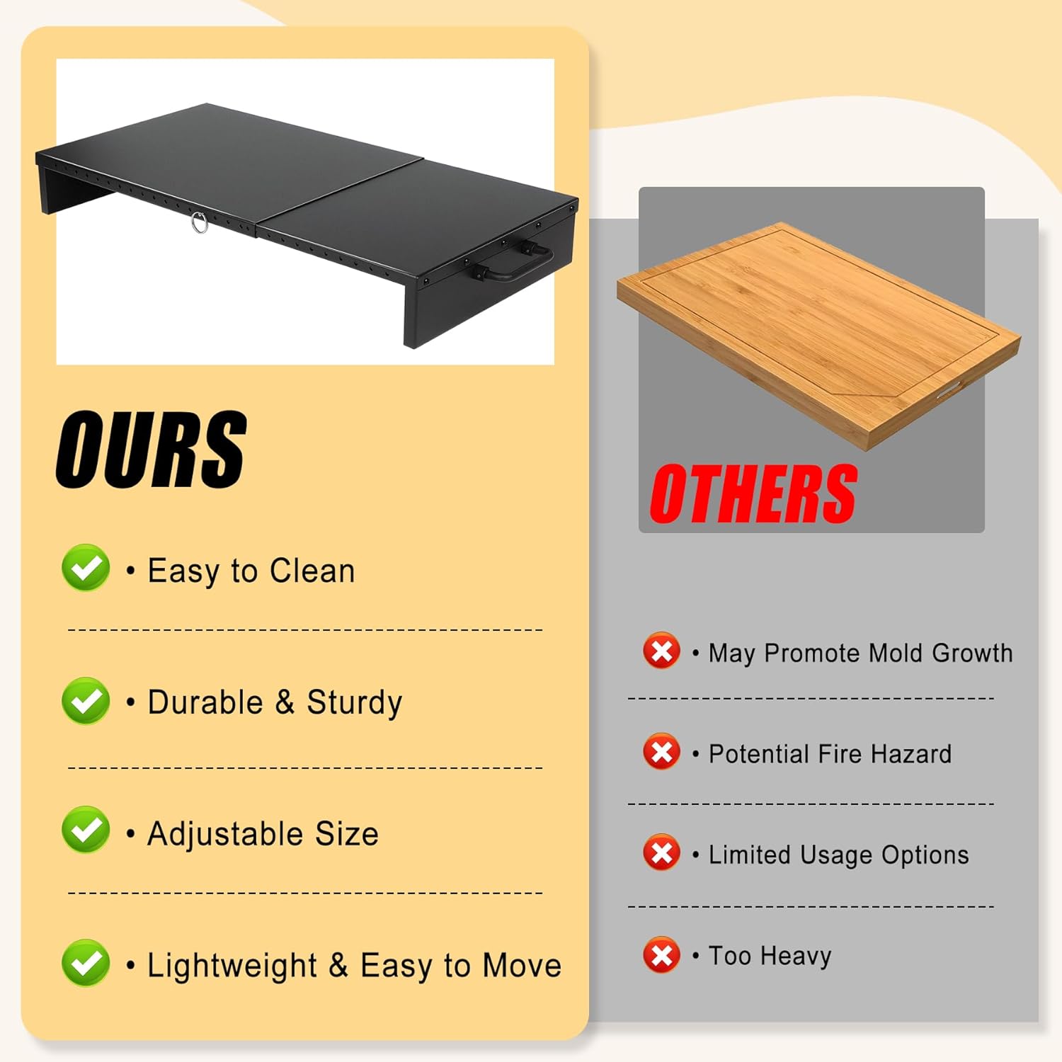 Adjustable Stove Top Cover for Gas Stoves, Electric Ranges & Kitchen Sinks, Extendable Gas Cooktop Burner Covers (15.75" - 28.74"L x 11.81"W x 3.15"H) for Extra Countertop Space, RV Stovetop, Steel - Image 6