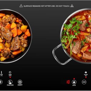 Duxtop 1800W Portable Induction Cooktop 2 Burner, Built-In Countertop Burners with Adjustable Temperature Control, Sensor Touch Induction Burner with Timer and Safety Lock, Easy to Clean, 8620BI/BTK35