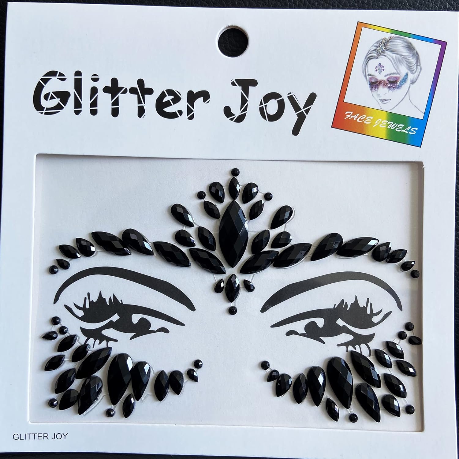 Face Gems Jewels, Festival Face Jewels Tattoo Stickers,Face Gems Stick on, Body Gem Stones Temporary Face Tattoos for Festival,4-Pack, Black - Image 5