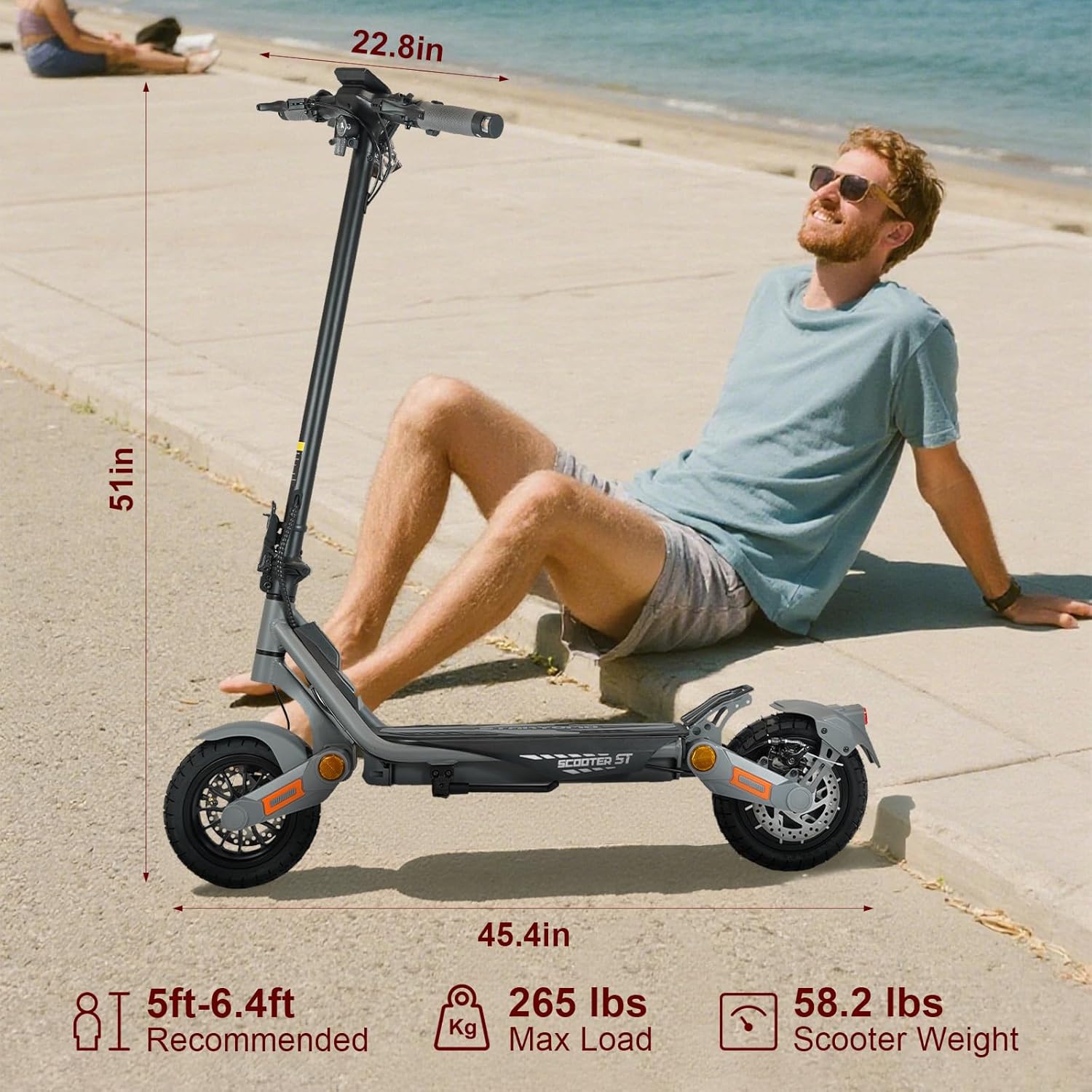Fast Electric Scooter Adults, 1200/1600/5600W Dual Motor, 35/45/50 Miles Long Range,35/45/50 MPH Top Speed, 10/11" Off-Road Tires E Scooter, Foldable EScooter for Adults and Teens with Dual Suspension - Image 9