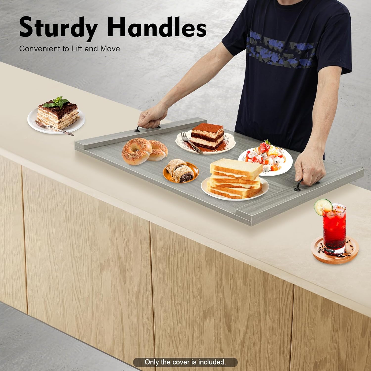 Wooden Stove Top Cover Noodle Board Stove Cover For Gas Stove, Rv Stove Top Cover Kitchen Sink Cover Board For Counter Space, 30 * 22in, Grey - Image 5