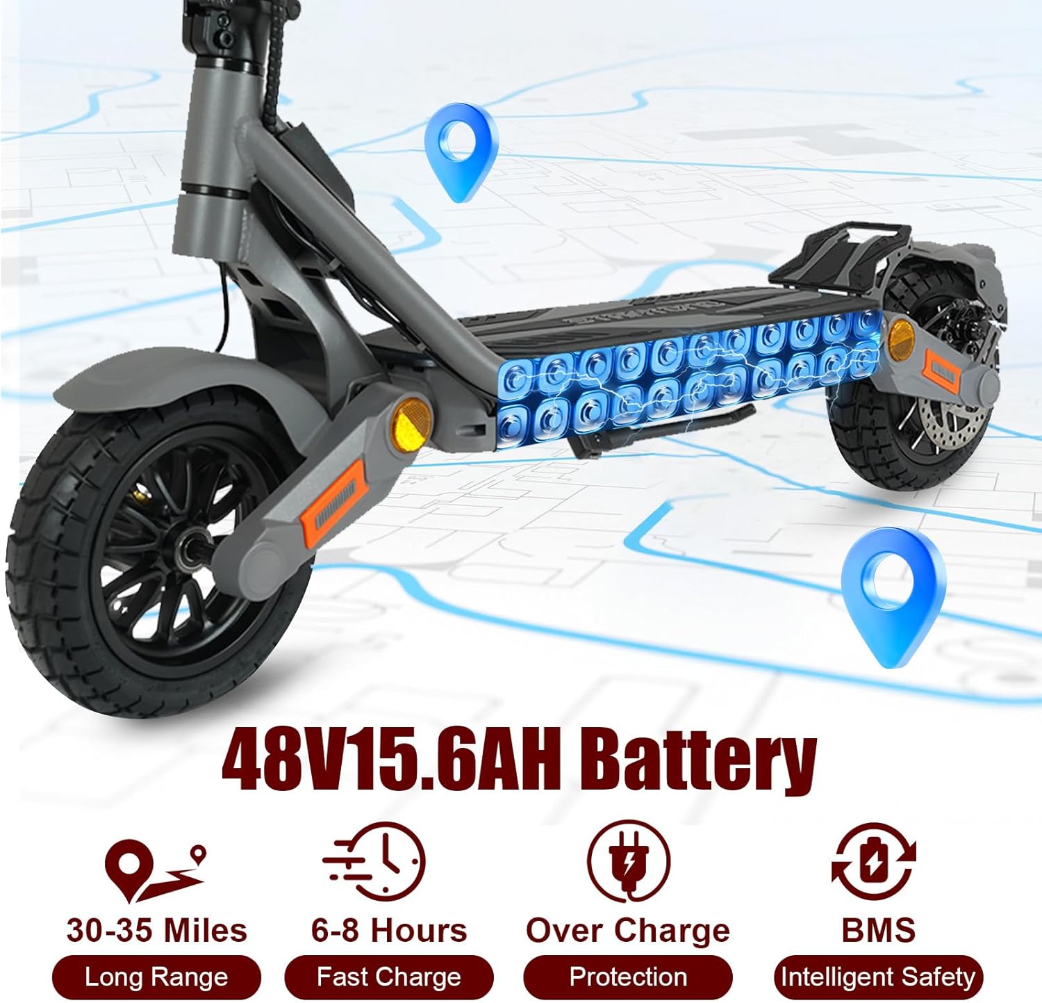 Fast Electric Scooter Adults, 1200/1600/5600W Dual Motor, 35/45/50 Miles Long Range,35/45/50 MPH Top Speed, 10/11" Off-Road Tires E Scooter, Foldable EScooter for Adults and Teens with Dual Suspension - Image 3