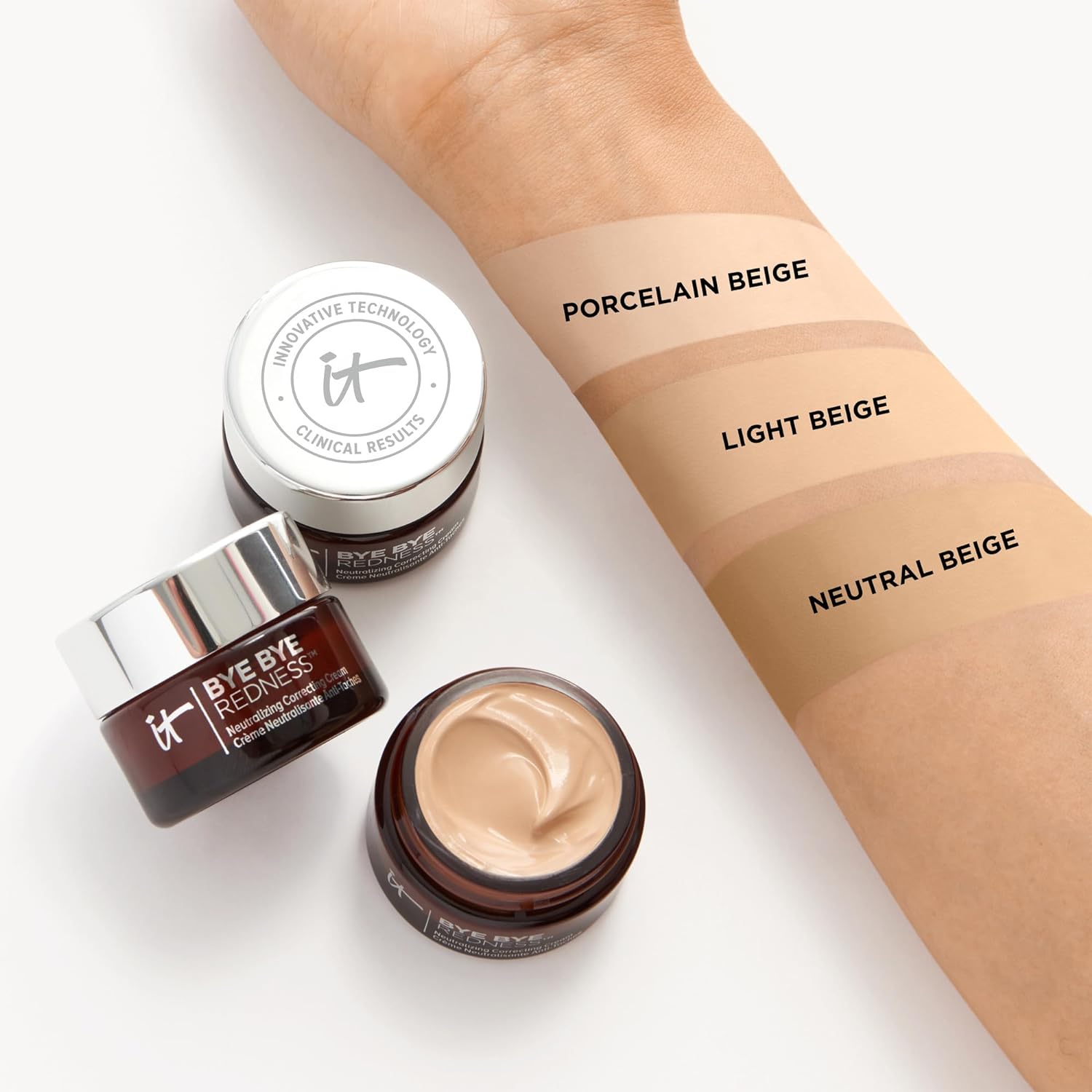 IT Cosmetics Bye Bye Redness Full Coverage Color Correcting Cream - Redness Neutralizing Tinted Face Moisturizer, 12HR Hydration, Hyaluronic Acid, Aloe, Colloidal Oatmeal, Rosacea Skin - 0.37 fl oz - Image 3