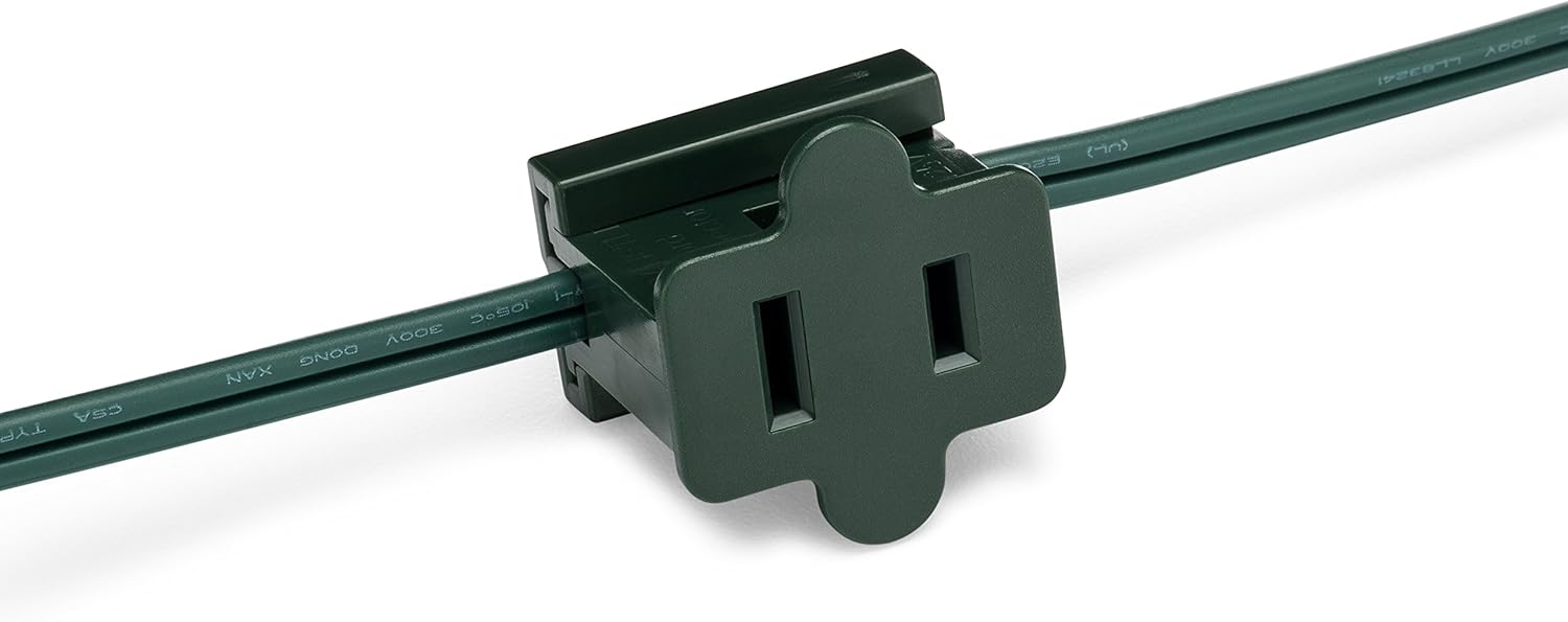 HLO Lighting Female Green Inline Pass Through Slip Plug | SPT-1, 10 Amps, Customizable Zip Plug for Professional Christmas Lighting | 25 Pack