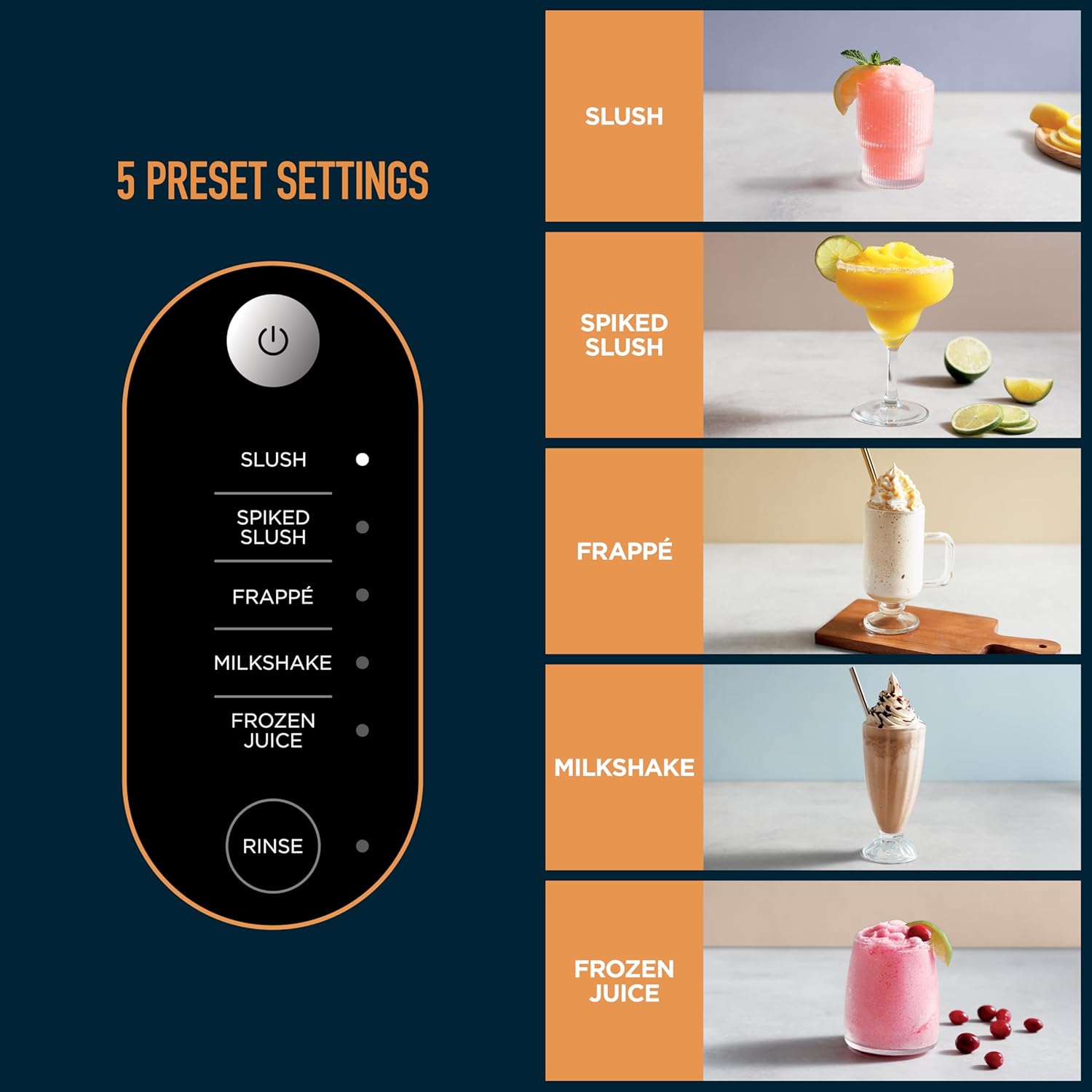 Ninja SLUSHi with RapidChill Technology, 88 oz. Frozen Drink & Slushie Machine, 5 Preset Programs, Margaritas, Frappés, and More, Premium Accents, Black, FS301 - Image 5