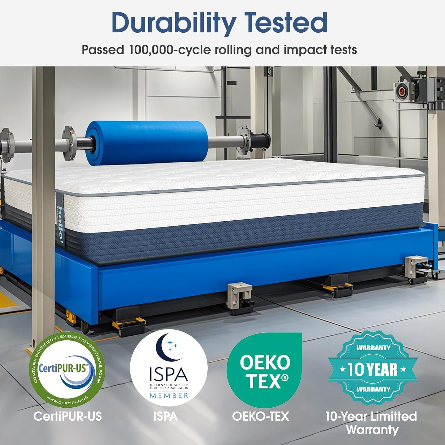 Full Mattress 10 Inch, Medium Firm Hybrid Full Size Mattress in a Box with Pocketed Spring Memory Foam Bed Mattresses for Pressure Relief Motion Isolation All Sleep Positions, CertiPUR-US Certified - Image 7