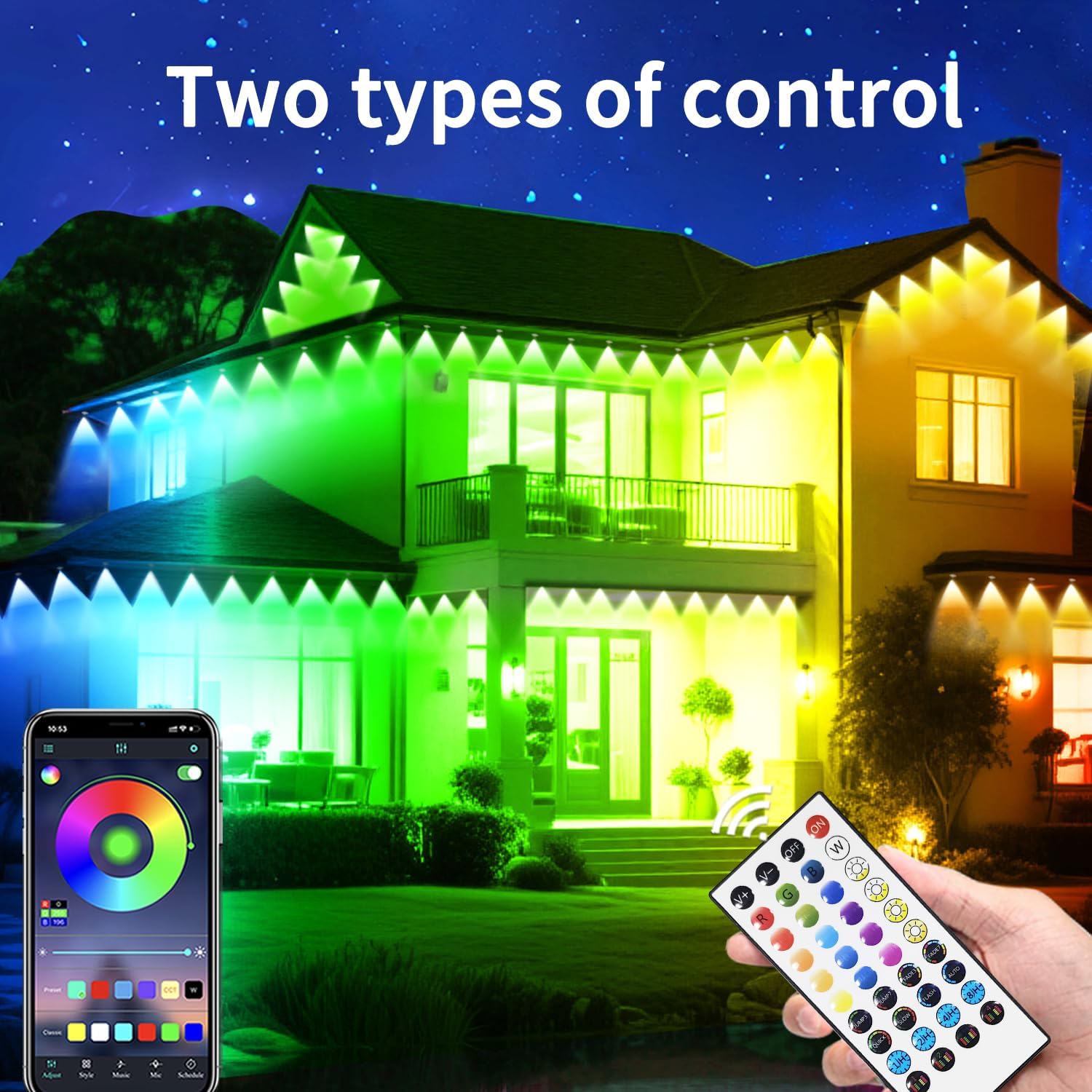 100FT Permanent Outdoor Lights - Waterproof Smart LED RGB Eaves Lights with App/Remote Control, Music Sync & DIY Scenes, Perfect for Christmas, Halloween, Parties & Daily Decor, Ideal for House Roof - Image 2