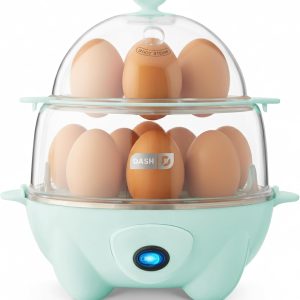 DASH Deluxe Rapid Egg Cooker for Hard Boiled, Poached, Scrambled Eggs, Omelets, Steamed Vegetables, Dumplings & More, 12 capacity, with Auto Shut Off Feature - Aqua