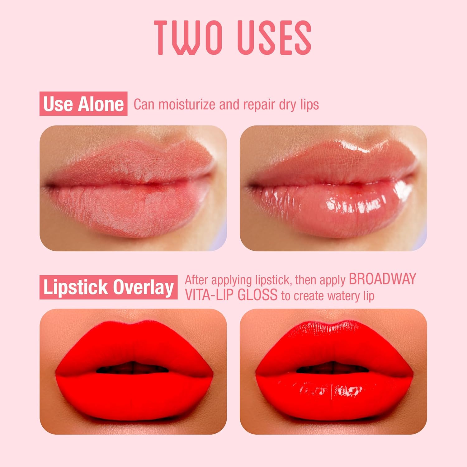 Ruby Kisses Broadway Vita-Lip Clear Lip Gloss (4 Pack Mint, Rosehip, Coconut Oil, Lip Oil Treatment), Ultra-Hydrating & Soothing Formula with Multi-Vitamins, High-Shine Non-Sticky Finish Lip Balm - Image 6