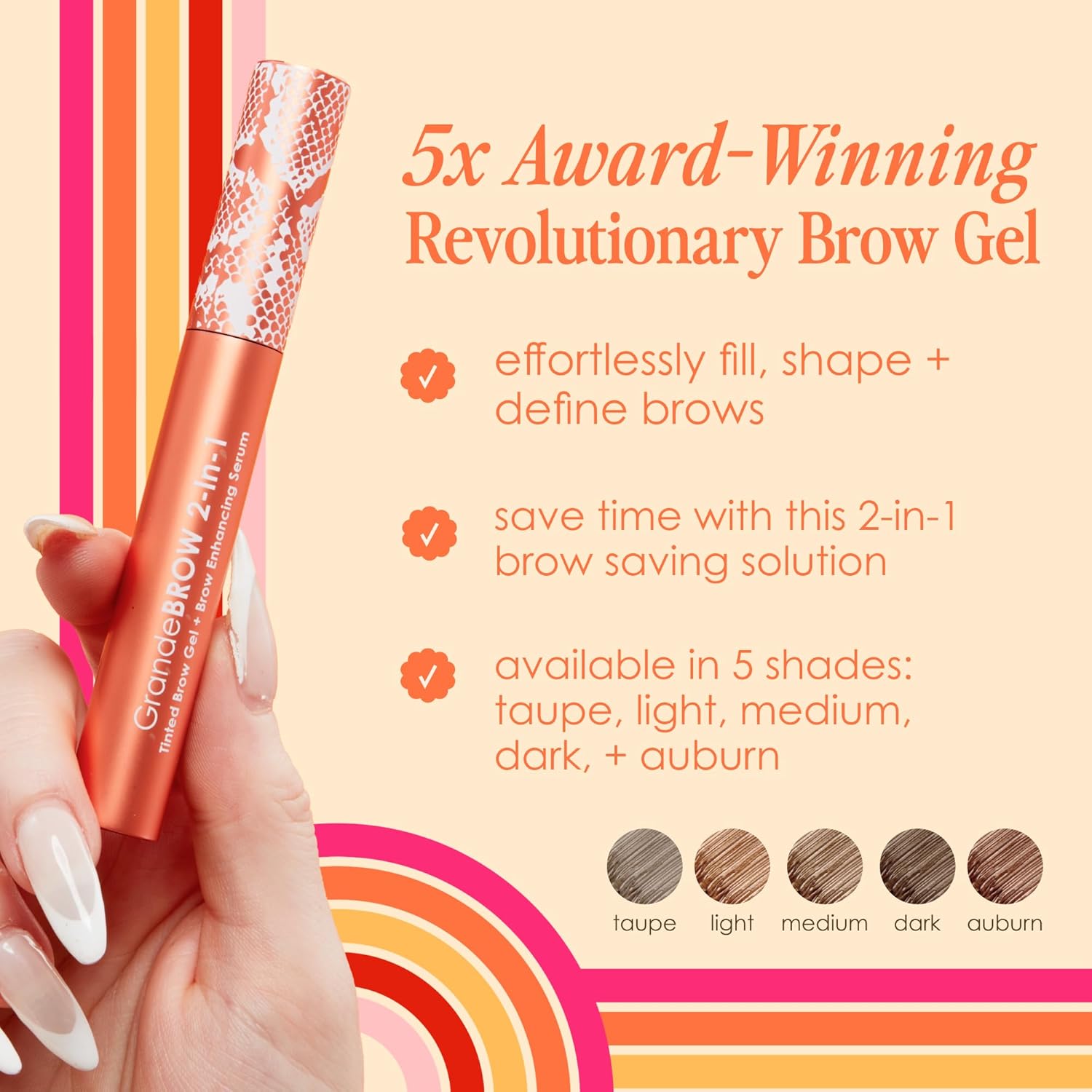 Grande Cosmetics GrandeBROW 2-in-1 Tinted Brow Gel + Brow Enhancing Serum - Image 4