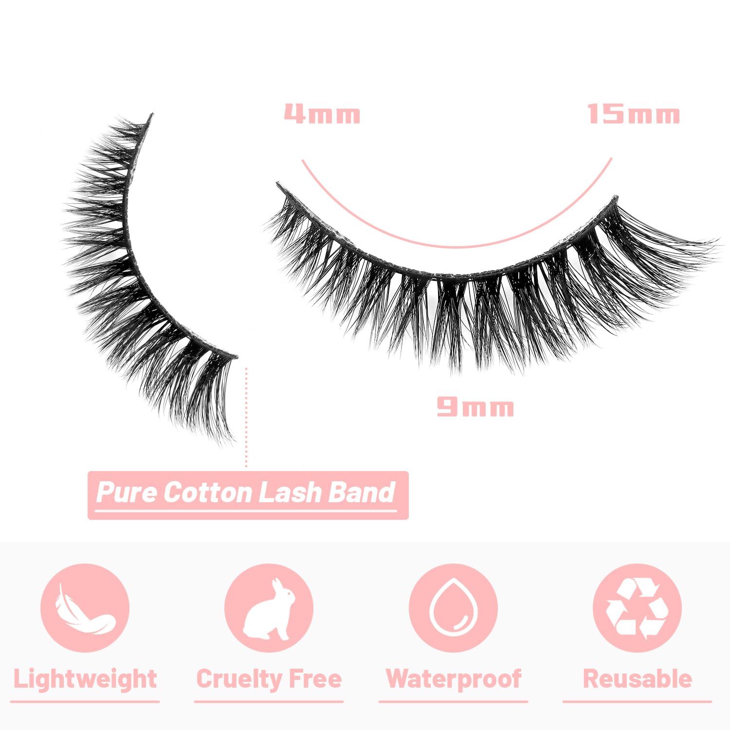 False Eyelashes 20 Pairs Wispy Lashes Faux Mink Lashes 14mm 3D Fluffy Cat Eye Lashes (style 20-061) - Image 5