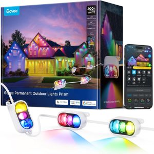Govee Permanent Outdoor Lights Prism, 200ft with 72 Triple-Color Lighting Heads, 100+ Scene Modes, Up to 60lm for Outdoor Decor, IP68 Waterproof, Works with Alexa, Google Assistant & Matter, White