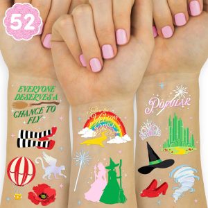 xo, Fetti Witch Temporary Tattoos - 52 iridescent Foil Pcs | Birthday Witch Accessory, Kids Wizard Party Favor, Cute Musical DIY Activity