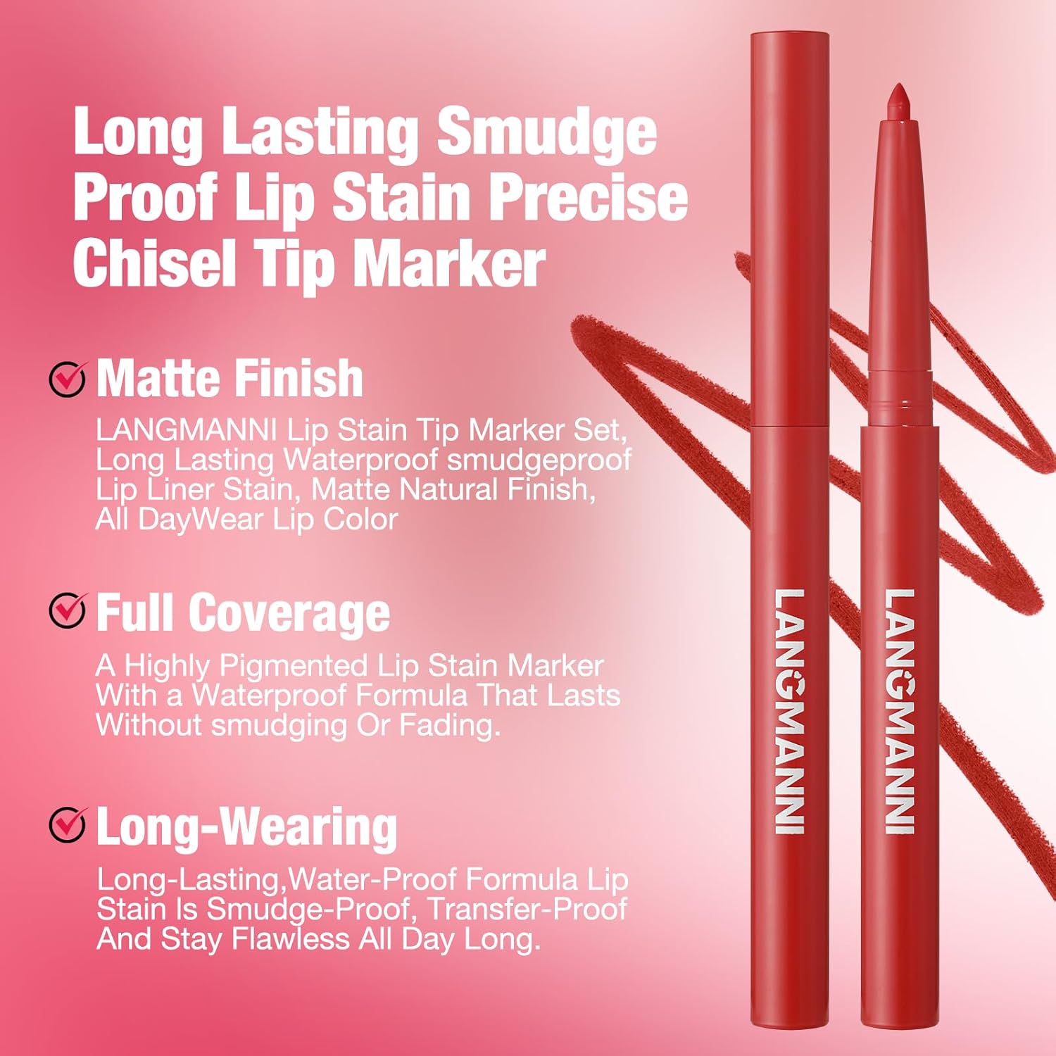 LANGMANNI 12 Colors Sculpting Matte Velvet Lip Liner Set,Smooth Creamy Texture,Waterproof And High Pigmented For Girls Daily Application Lip Makeup - Image 5