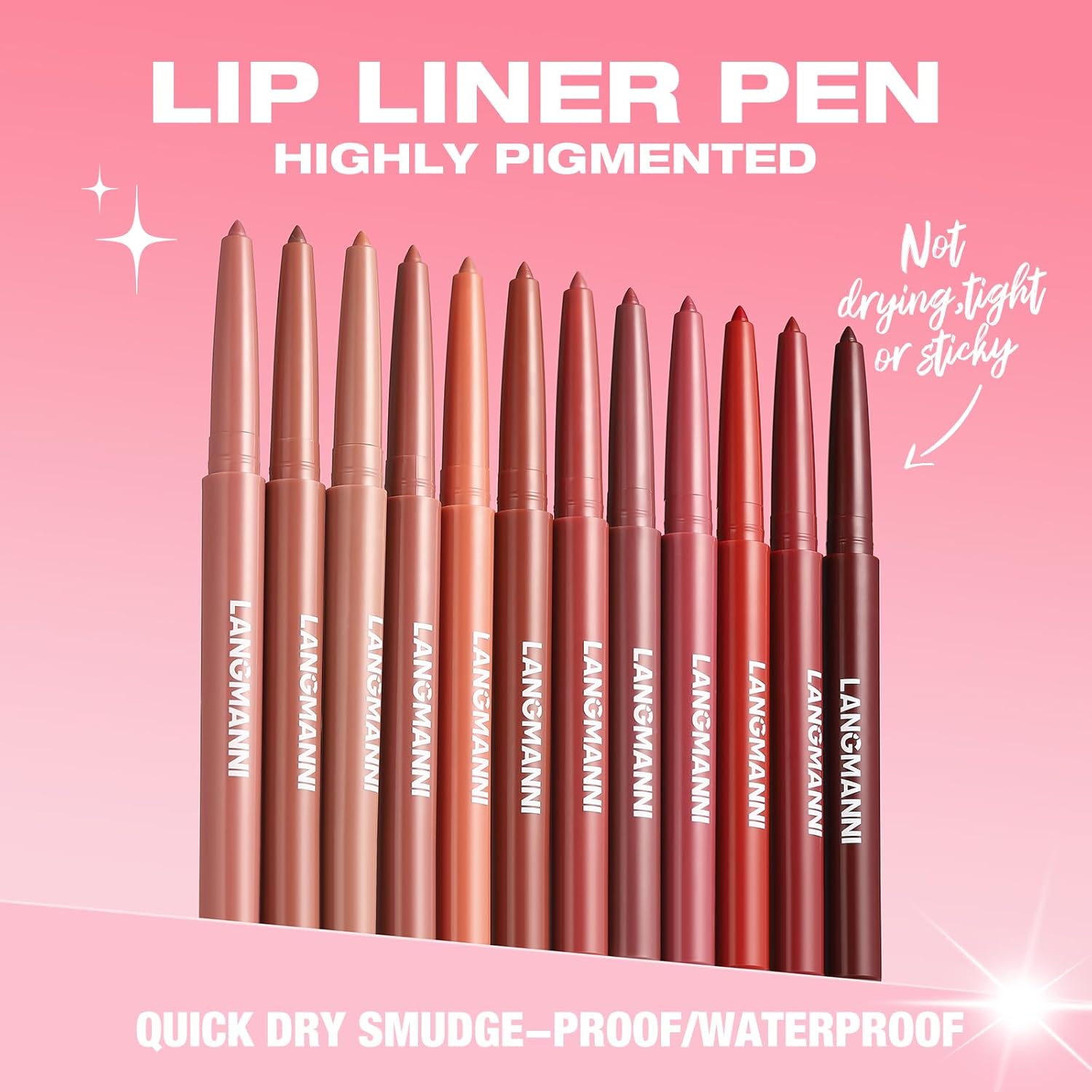 LANGMANNI 12 Colors Sculpting Matte Velvet Lip Liner Set,Smooth Creamy Texture,Waterproof And High Pigmented For Girls Daily Application Lip Makeup - Image 3