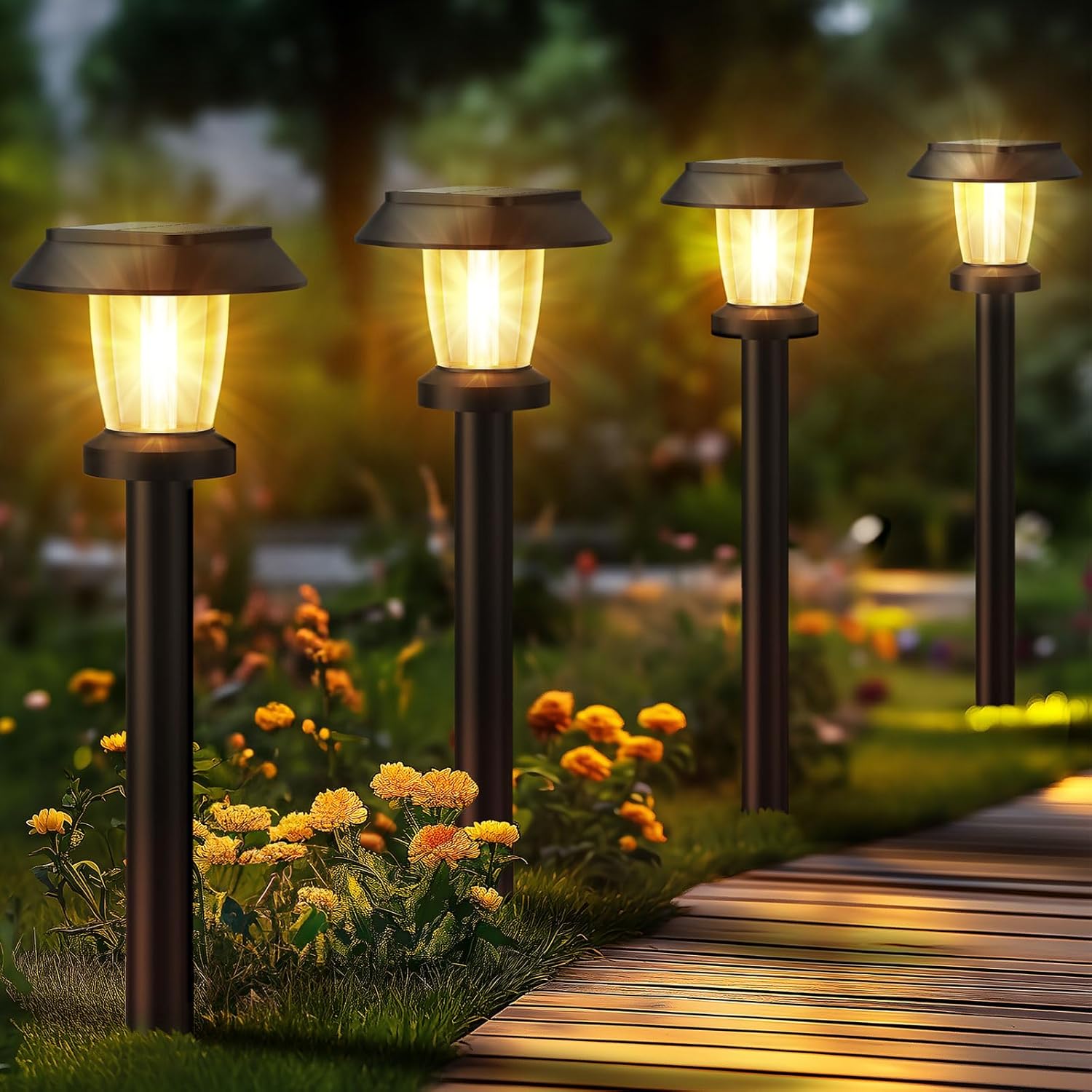 ALEPOD Solar Pathway Lights Outdoor – 8 Pack Solar Powered Garden Lights Waterproof, Decor Landscape Lighting with Three Lighting Modes for Yard, Lawn, Walkway, Driveway, Warm White
