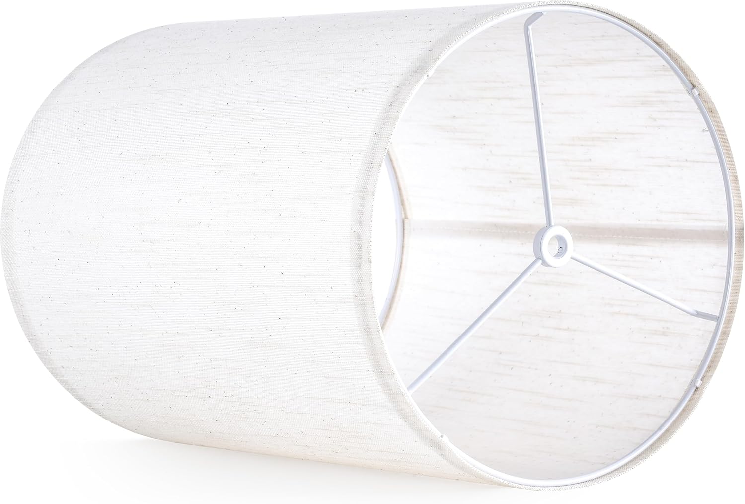 Tall Drum Lamp Shades Set of 2 Medium Beige Bamboo Knot Linen Textured Lampshade 9.8``Top x 9.8``Bottom x 11.8``High(Spider) Farmhouse Lamp shade for Table & Bedside Lamp - Image 7